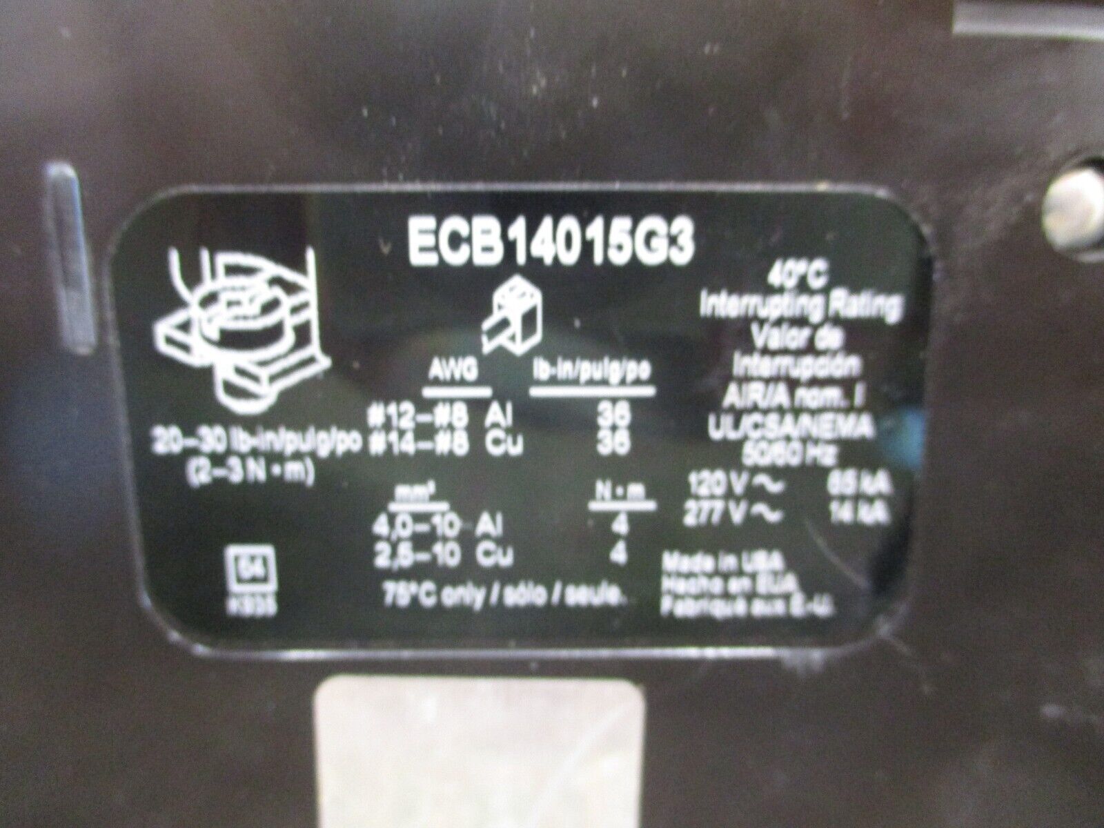 Square D Powerlink Circuit Breaker ECB14015G3 15A 277V 1P *No Screw* Used