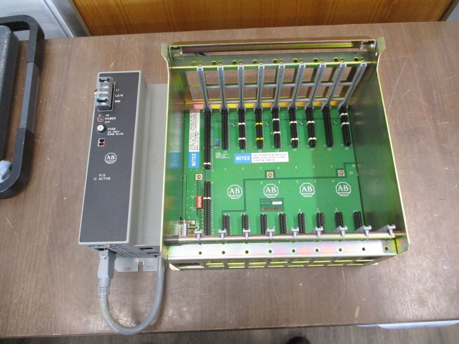 Allen-Bradley I/O Chassis w/ Power Supply 1771-A2B / 1771-P7 Ser. B 8-Slot Used