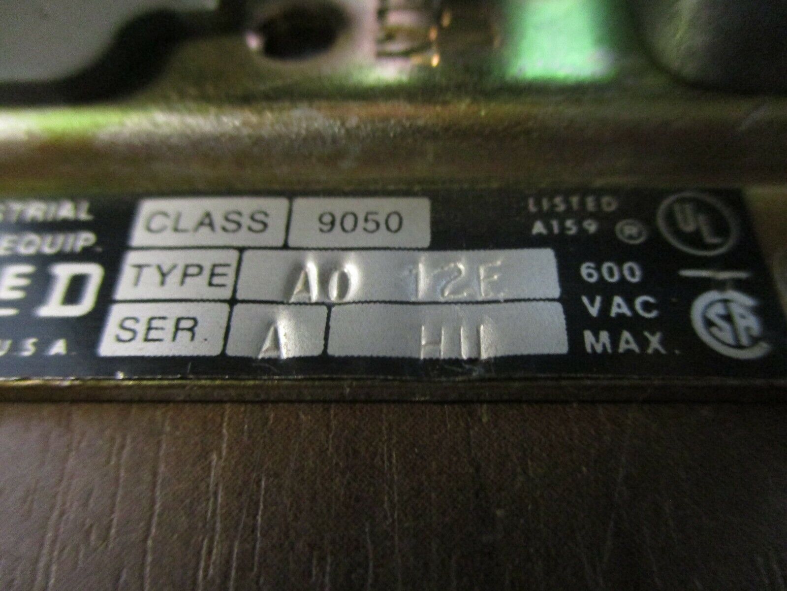 Square D Timing Relay 9050 A012E Ser. A 120V Coil 600V Used