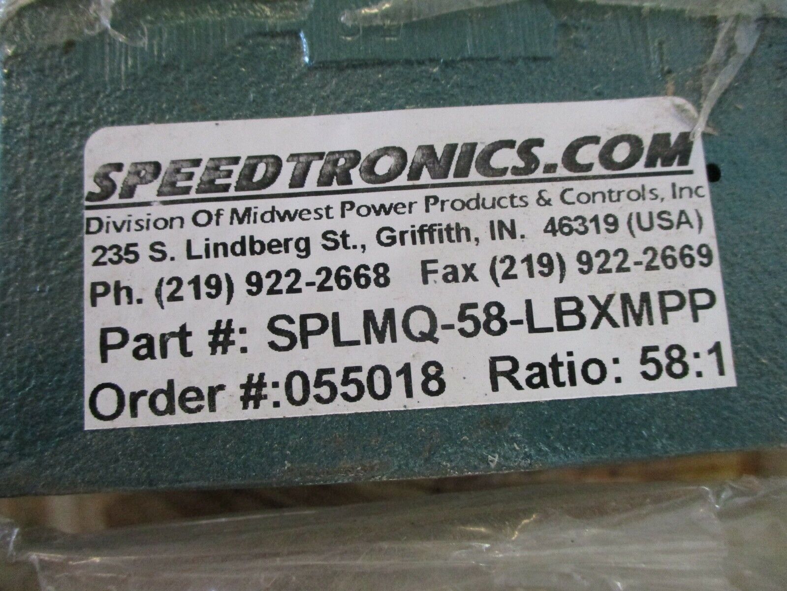 Speedtronics Gear Reducer SPLMQ-58-LBXMPP Ratio 58:1 New Surplus