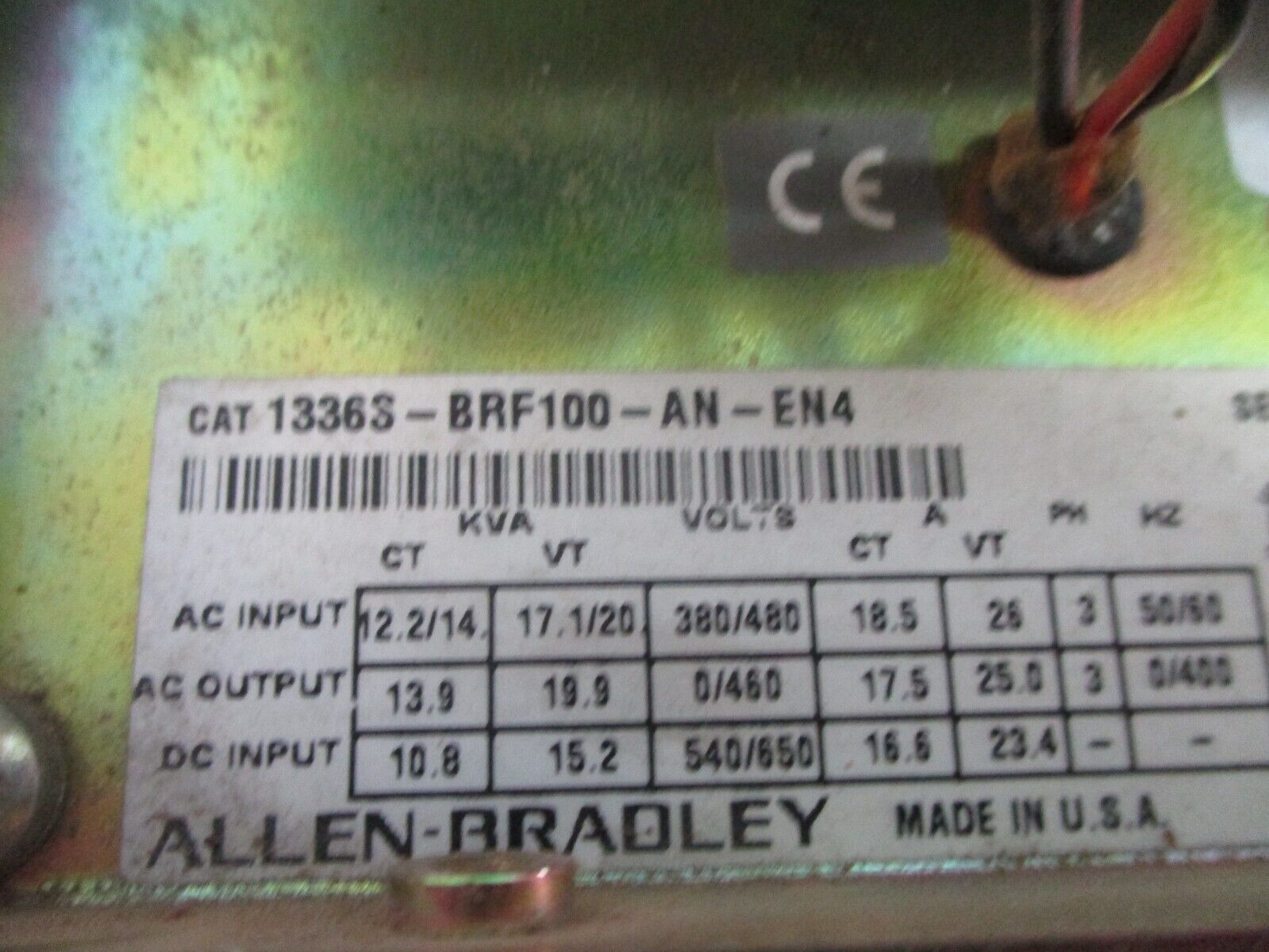Allen-Bradley AC Drive 1336S-BRF100-AN-EN4-L6 10HP 3Ph *Broken L6 Terminal* Used
