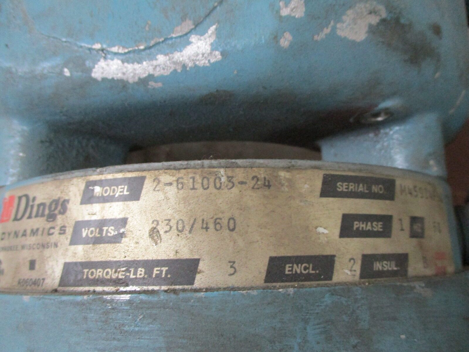 Dings Dynamic Brake 2-61005-24 230/460V 1Ph 60Hz 3Ft LB Torque Used