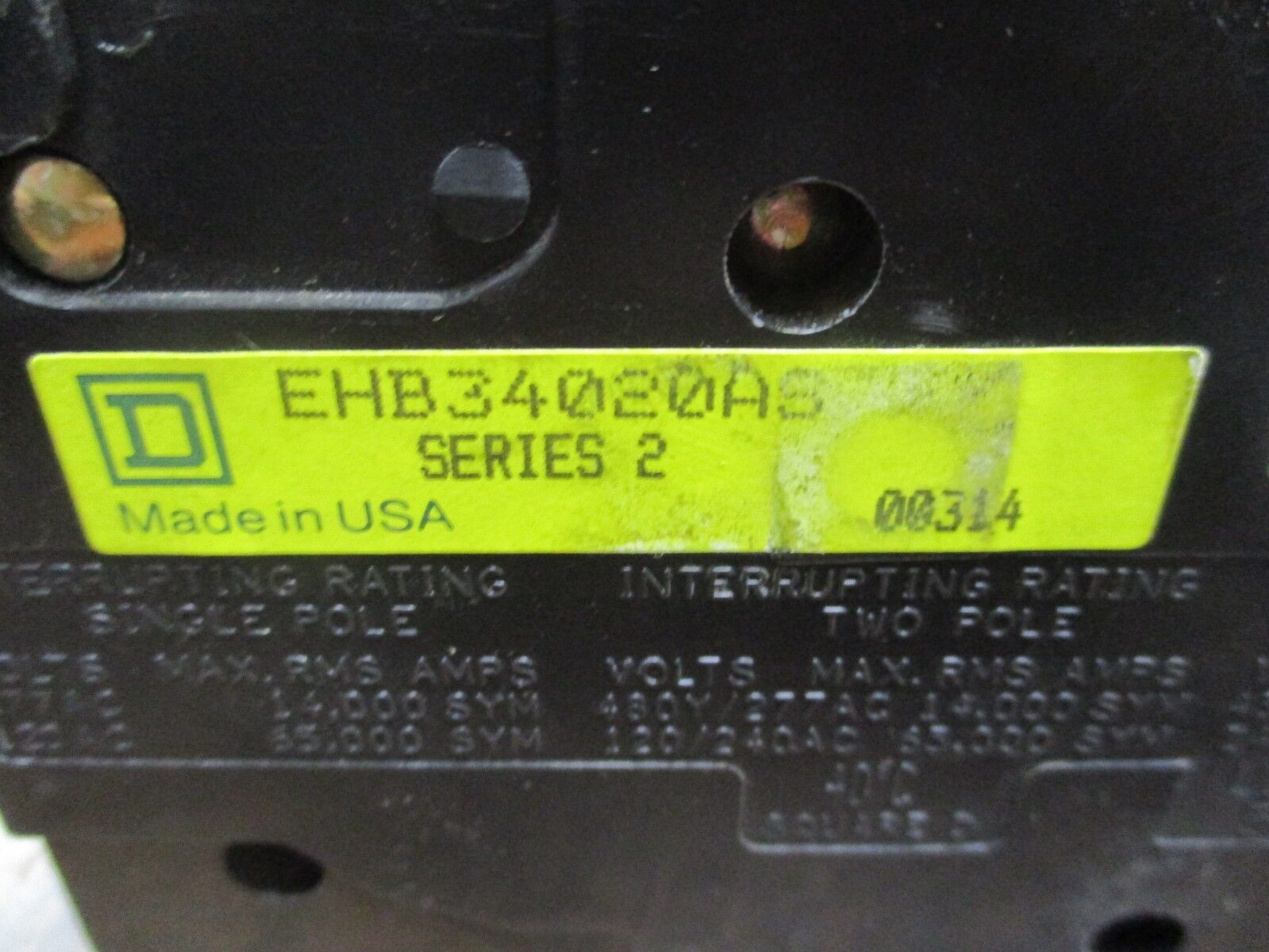 Square D PowerLink AS Remotely Operated Circuit Breaker EHB34020AS 20A 480Y/277V