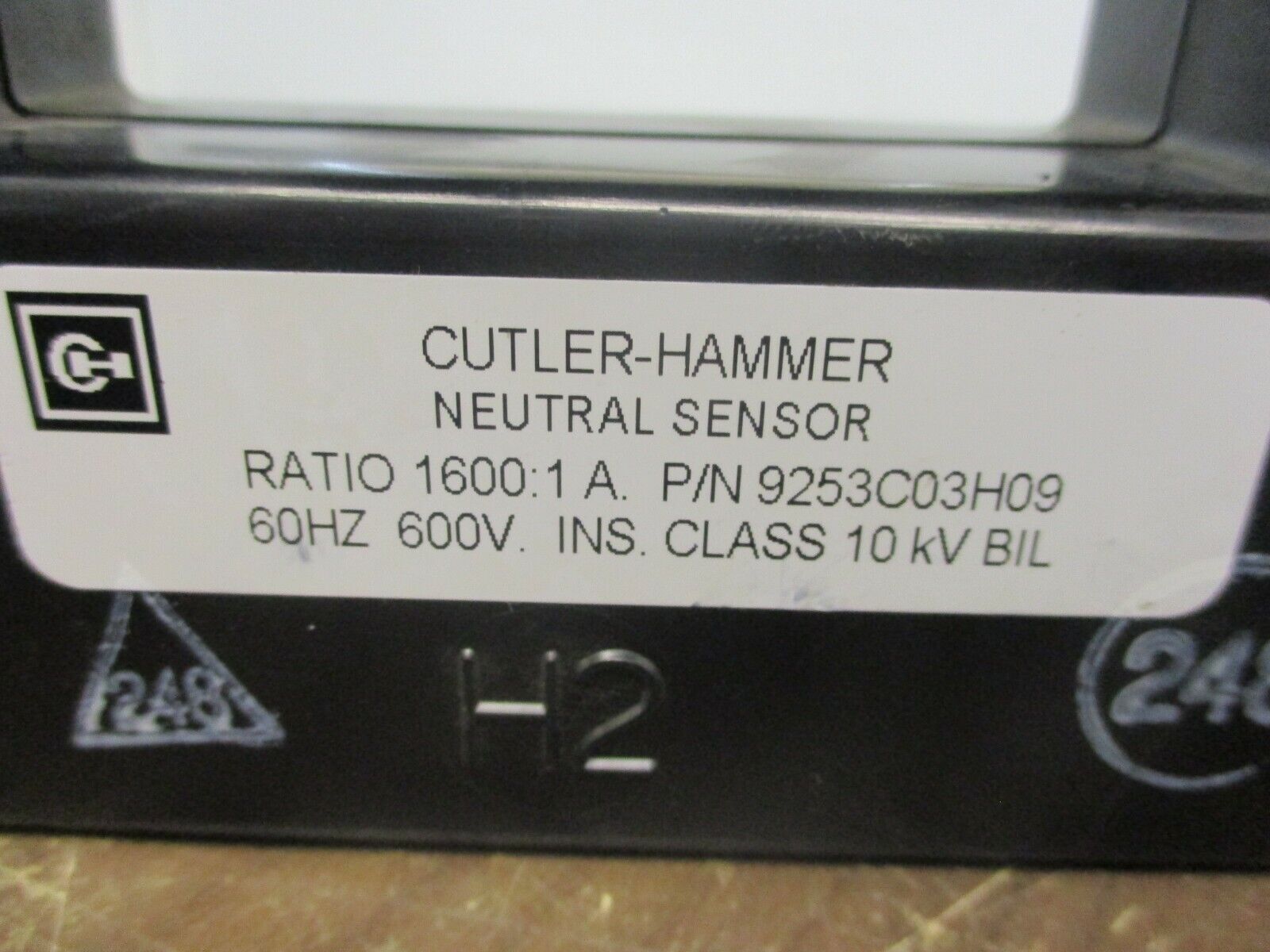 Cutler-Hammer Neutral Sensor 9253C03H09 Ratio 1600:1A 600V 10kV BIL Used