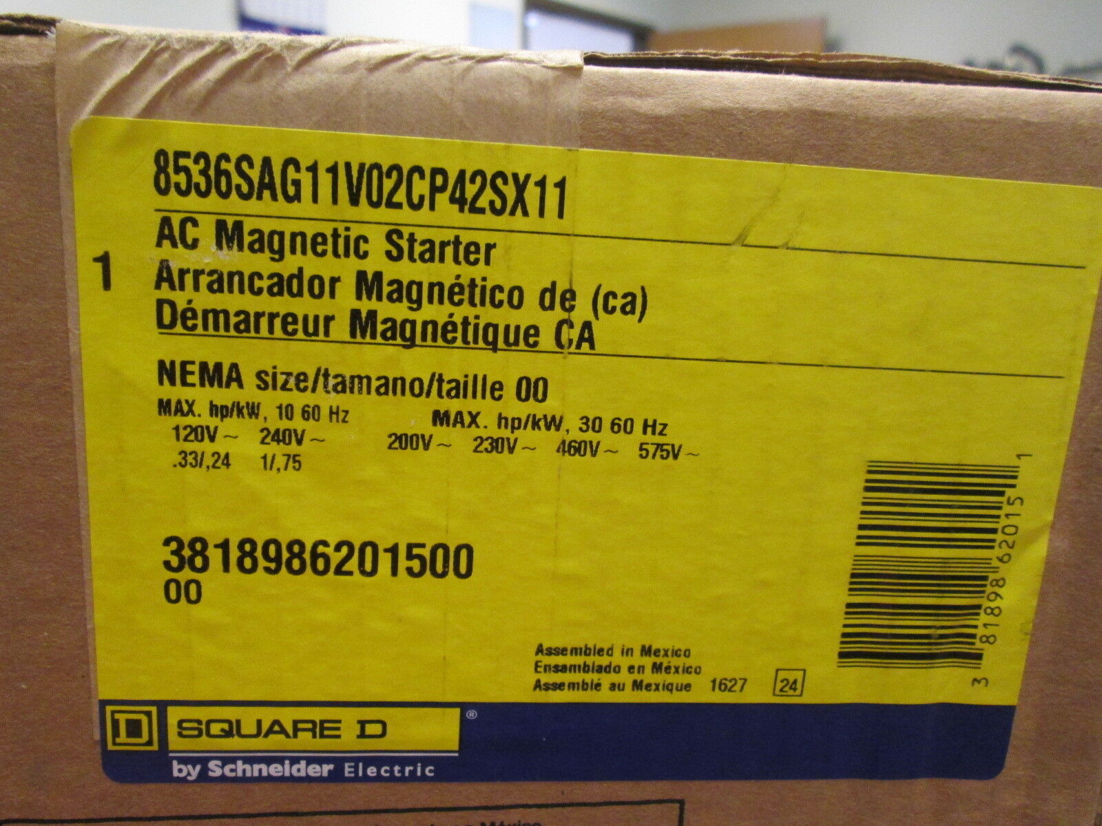 Square D Starter 8536SAG11V02CP42SX11 Size 00 New Surplus