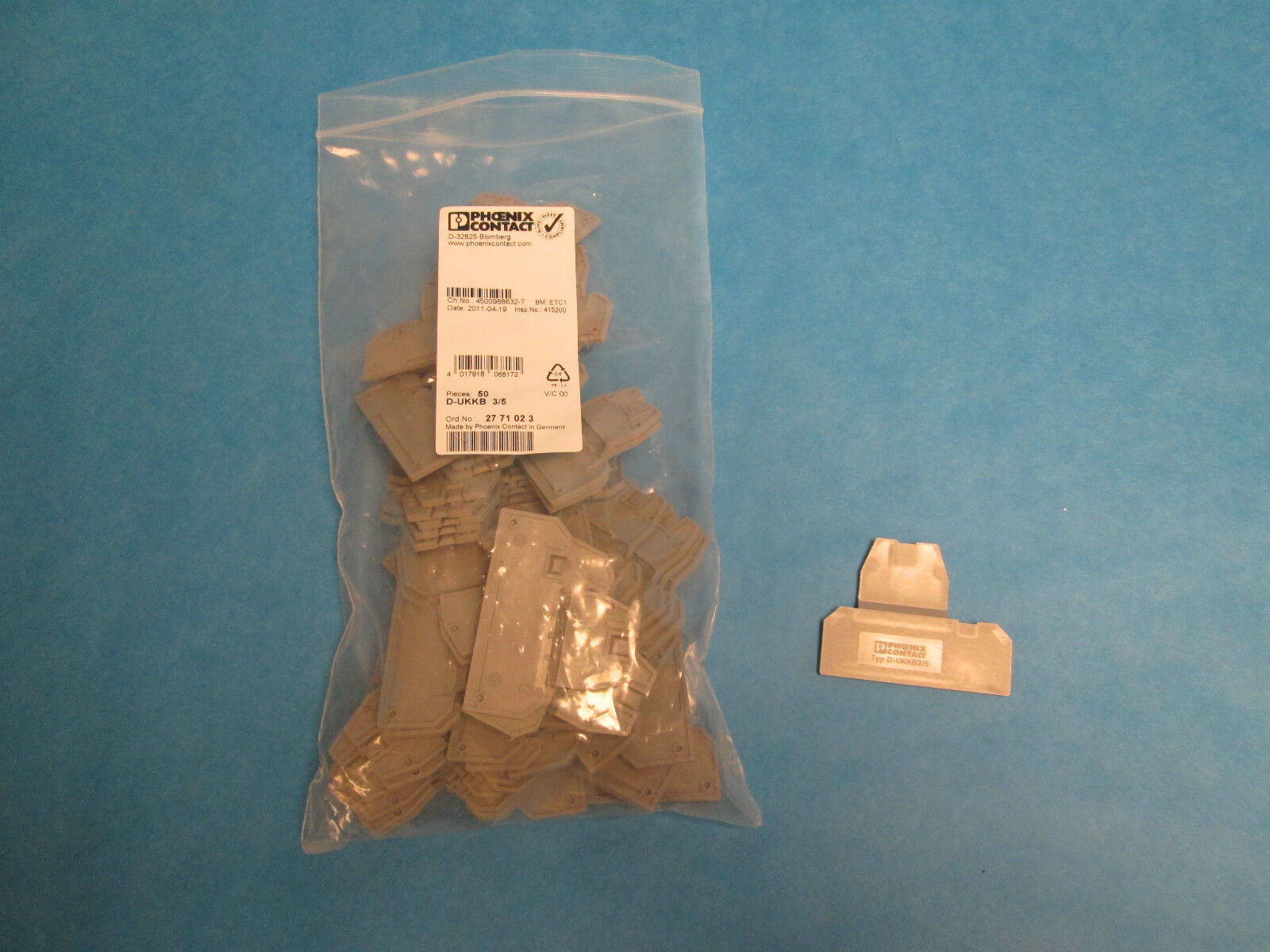 Phoenix Contact Terminal Block Cover D-UKKB 3/5, Lot of 50! New!!!