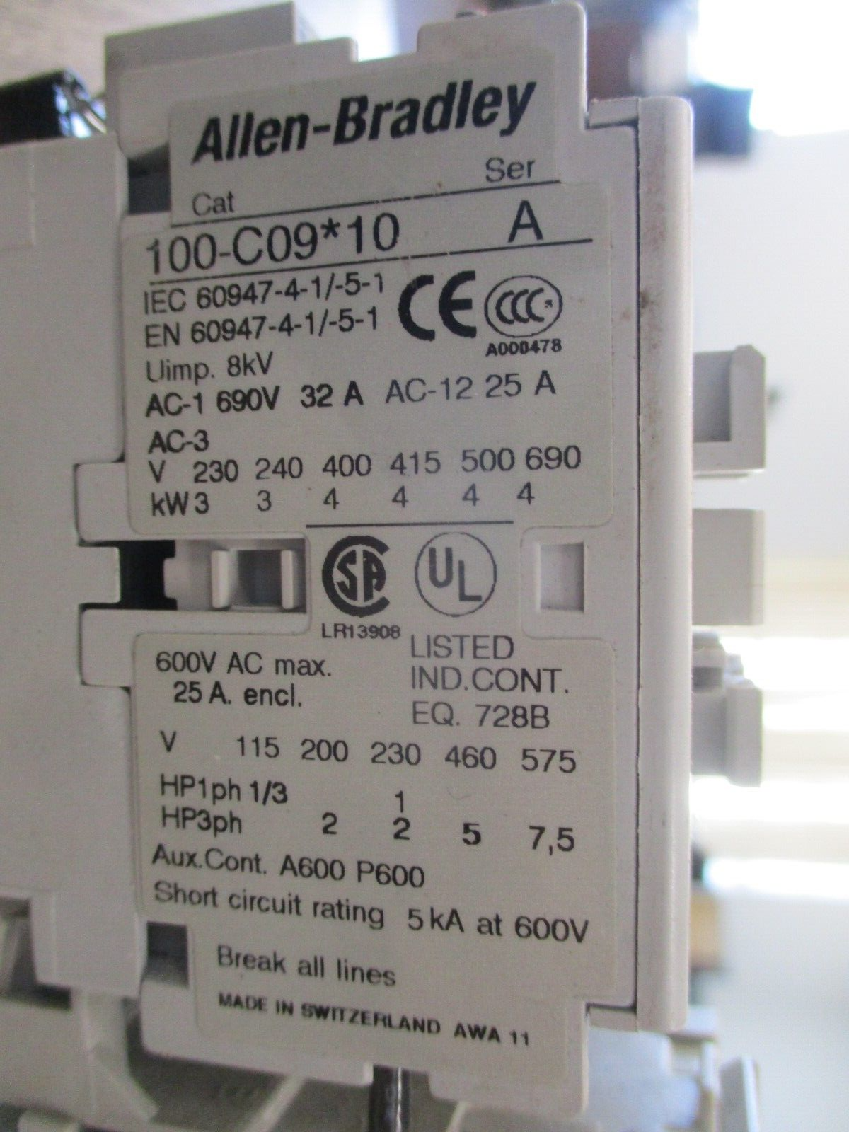 Allen-Bradley Starter 100-C09*10 193-EA1DB Range 1-2.9A 24V Coil Used