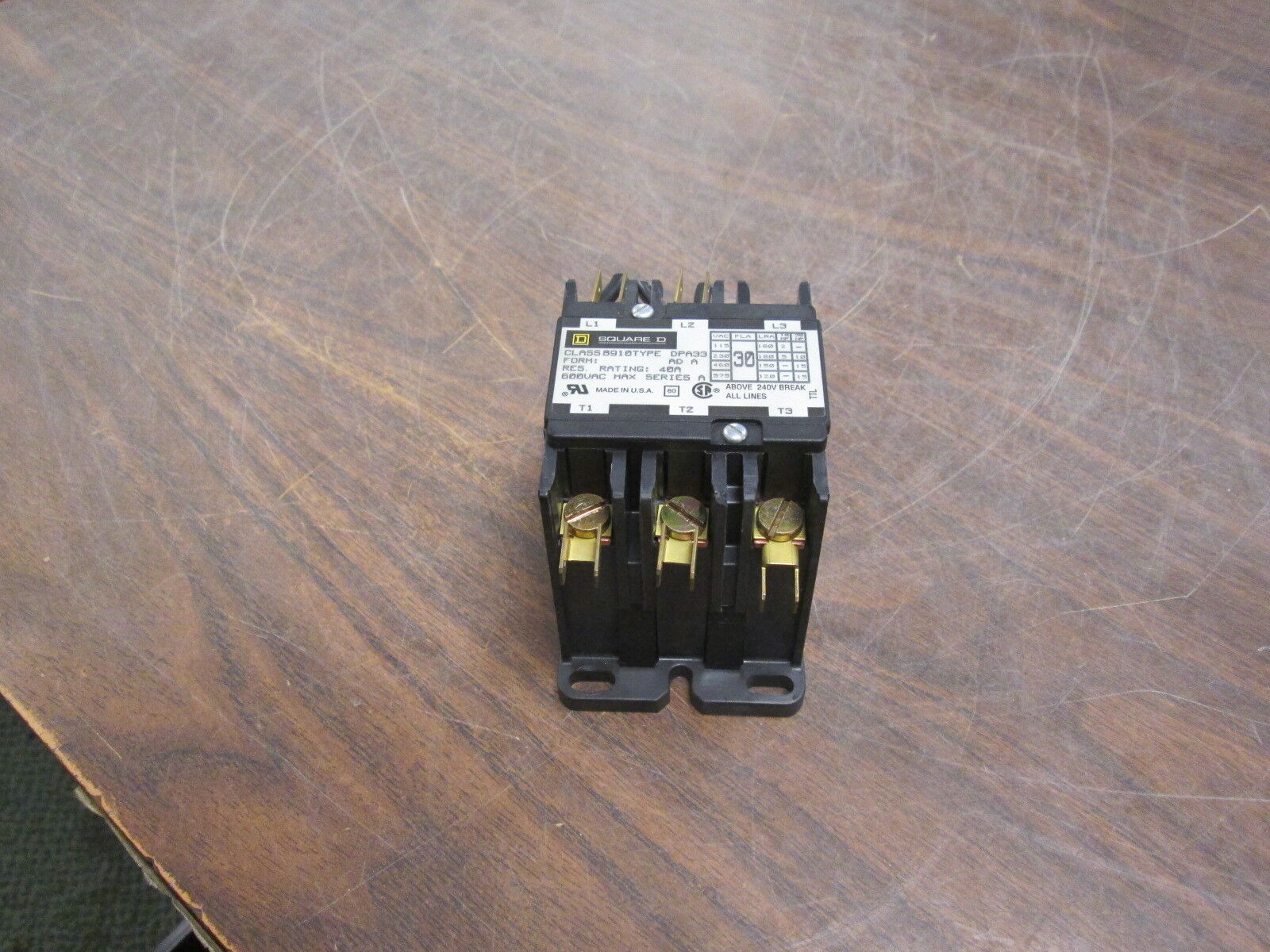 Square D Contactor 8910 DPA 33 120V Coil 30A Used