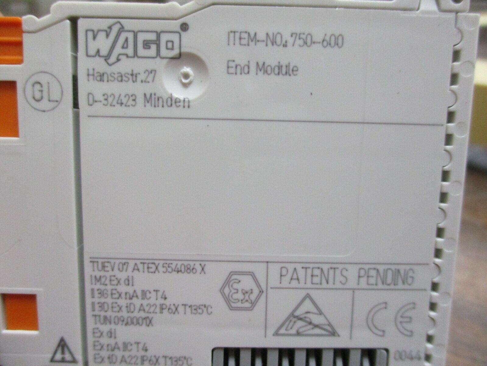 WAGO End Module 750-600 Used