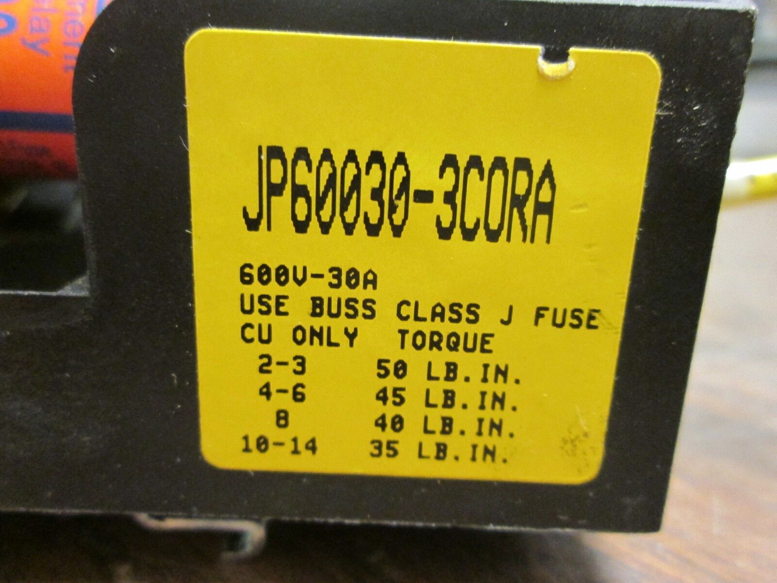 Buss Fuseblock 30A 600V 3P Class J Pyramid w/ 30A Fuses (Brand May Vary) Used