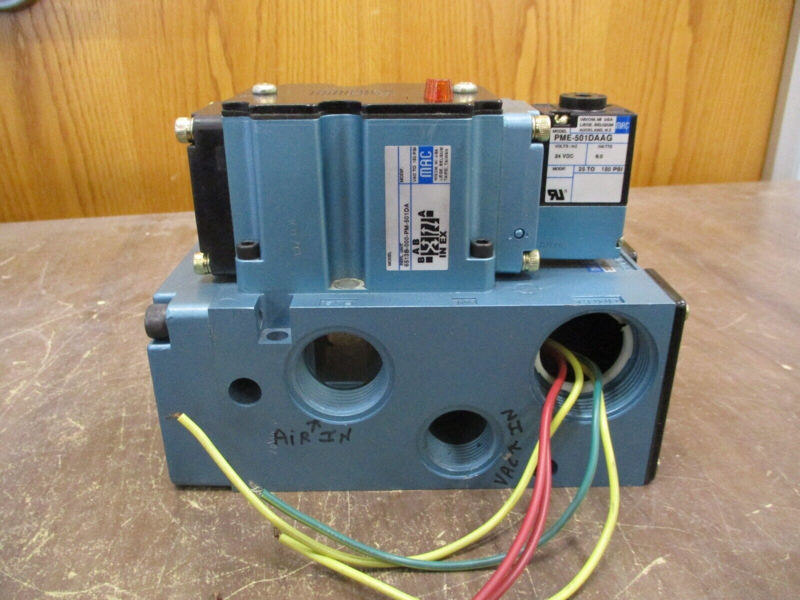 MAC Solenoid Valve 6513B-000-PM-501DA VAC to 150PSI Used