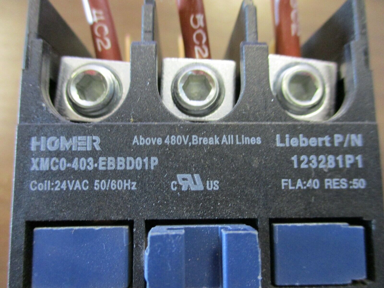 Liebert Contactor 123281P1 24V Coil 40A 600V Used