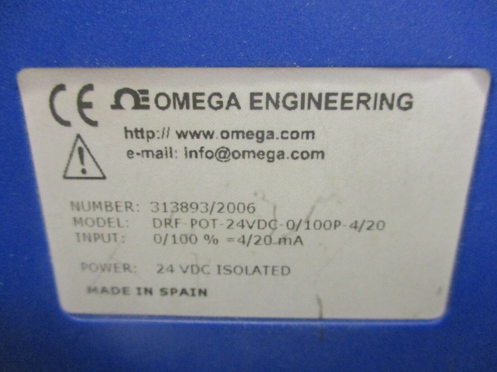 OMEGA Engineering Signal Conditioner DRF-POT-24VDC-0/100P-4/20 Input:4/20mA Used