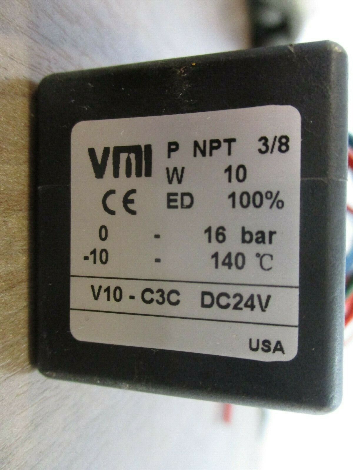 VMI Solenoid Valve V10-C3C 24VDC 10W 0-16 bar Used