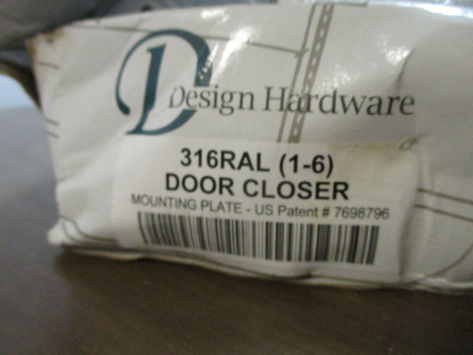 Design Hardware Door Closer 316RAL Size 1-6 New Surplus
