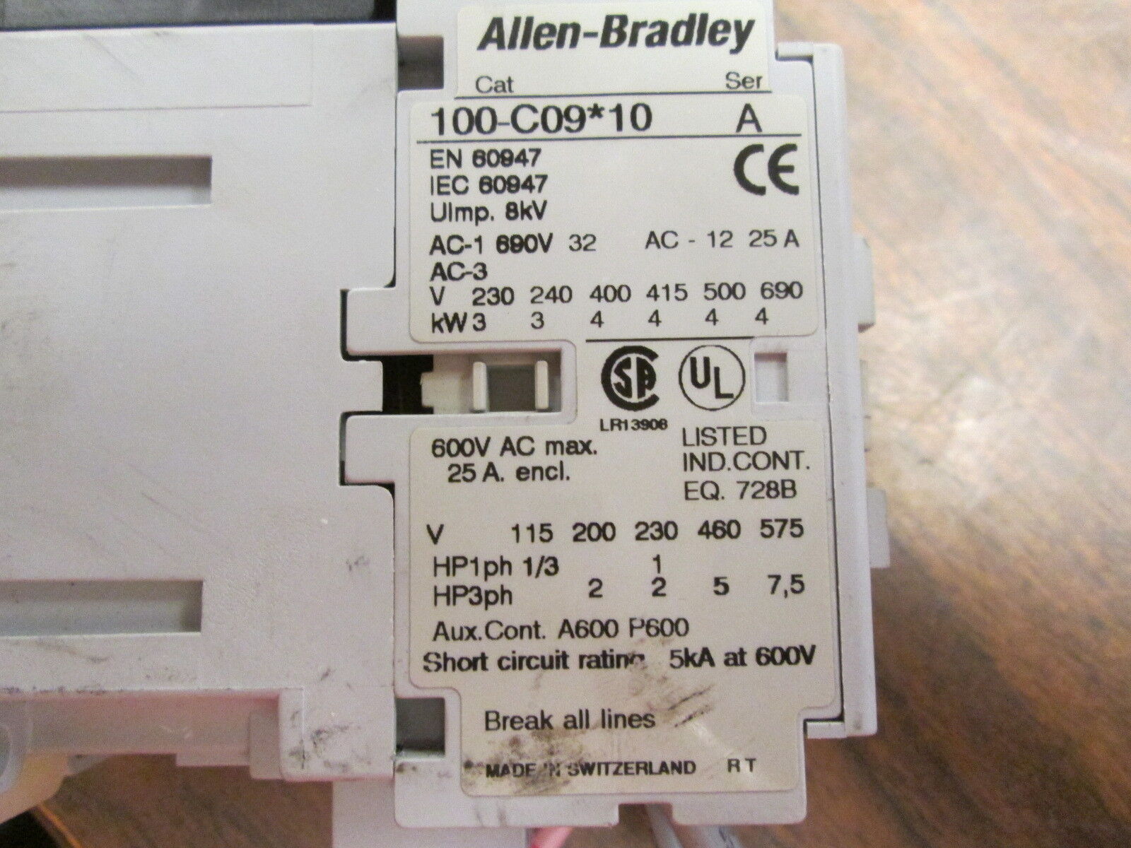 Allen-Bradley Starter 100-C09*10 / 140M-C2E-B16 120V Coil 25A 600V Trip: 1-1.6A
