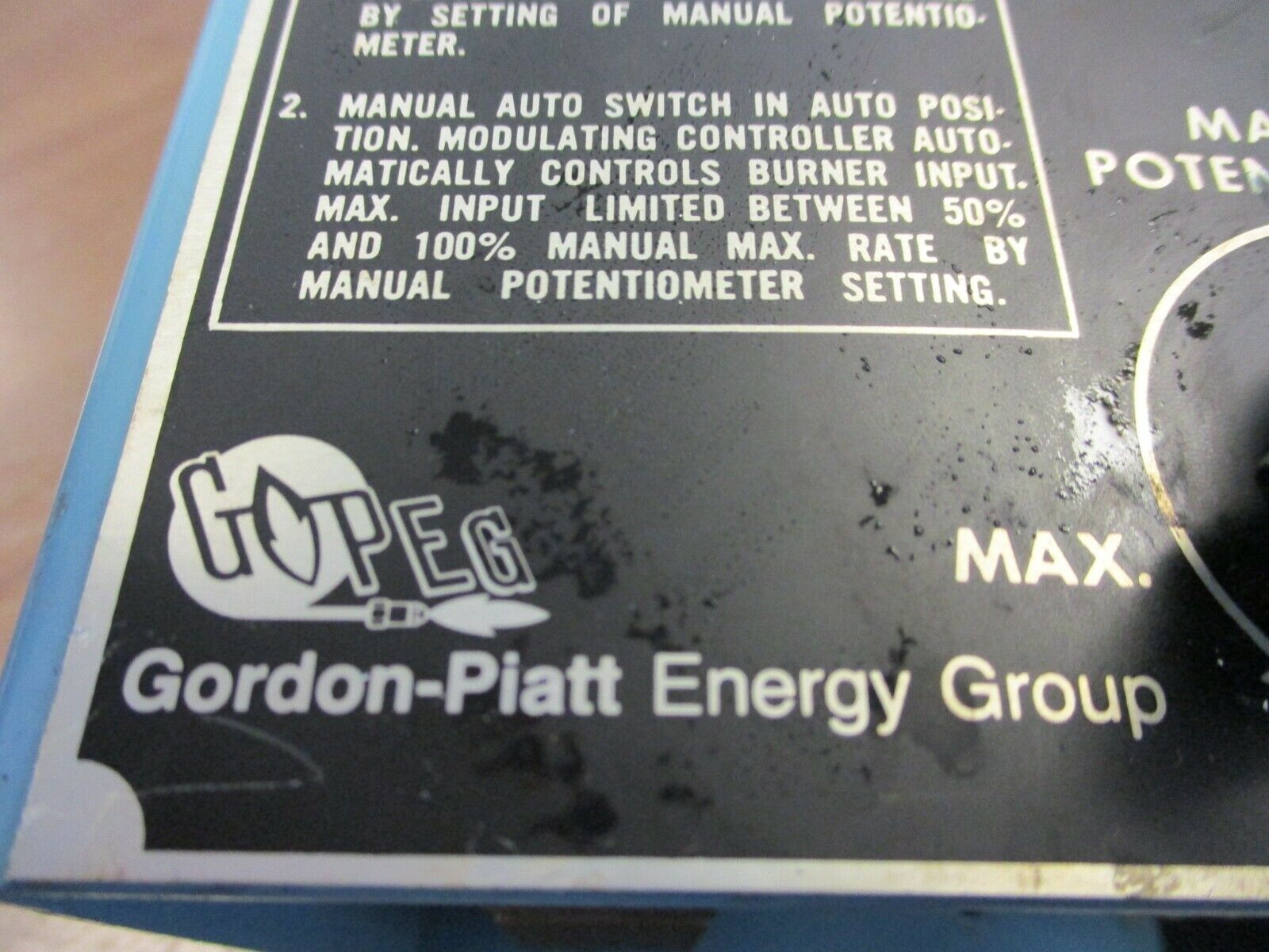 Gordon-Piatt Modulating Control Panel GP931 A-7 Used