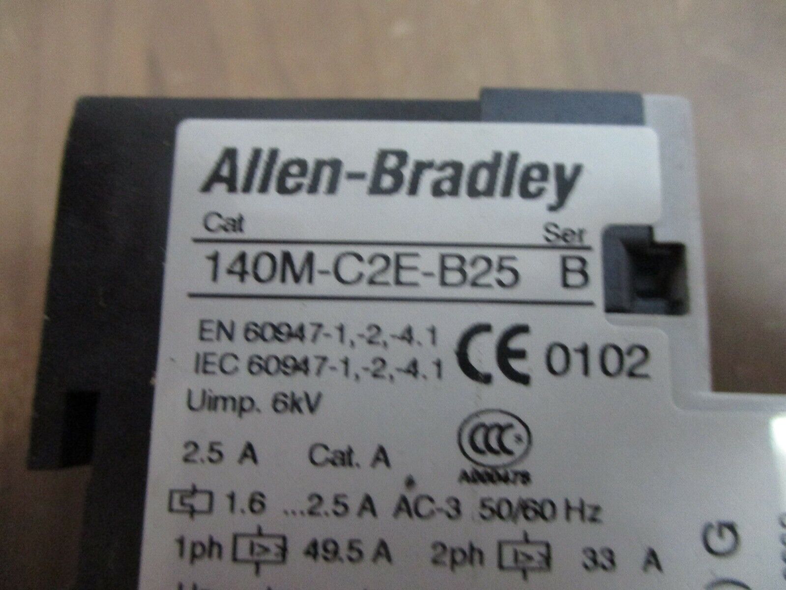 Allen-Bradley Manual Starter 140M-C2E-B25 Range: 1.6-2.5A Used