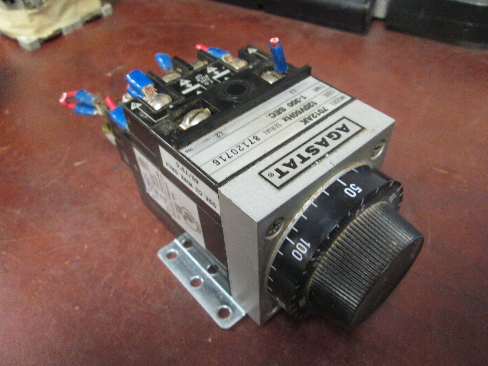 Agastat Timer 7012AK 1-300sec Range 120V Coil w/ Aux Contacts Used