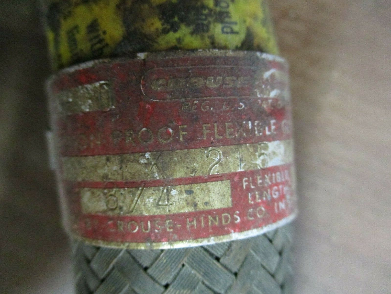 Crouse-Hinds Explosion Proof Flexible Conduit ECLK215 Size: 3/4" Used