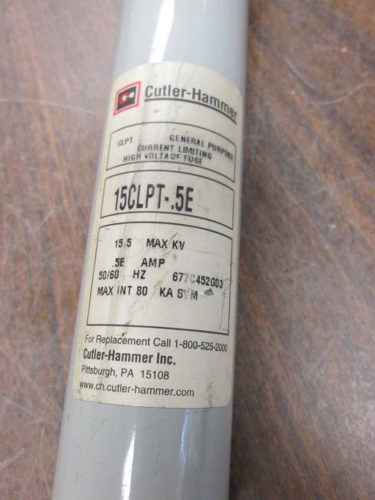 Cutler-Hammer High Voltage Fuse 15CLPT-.5E 15.5KV 0.5A 50/60Hz Used