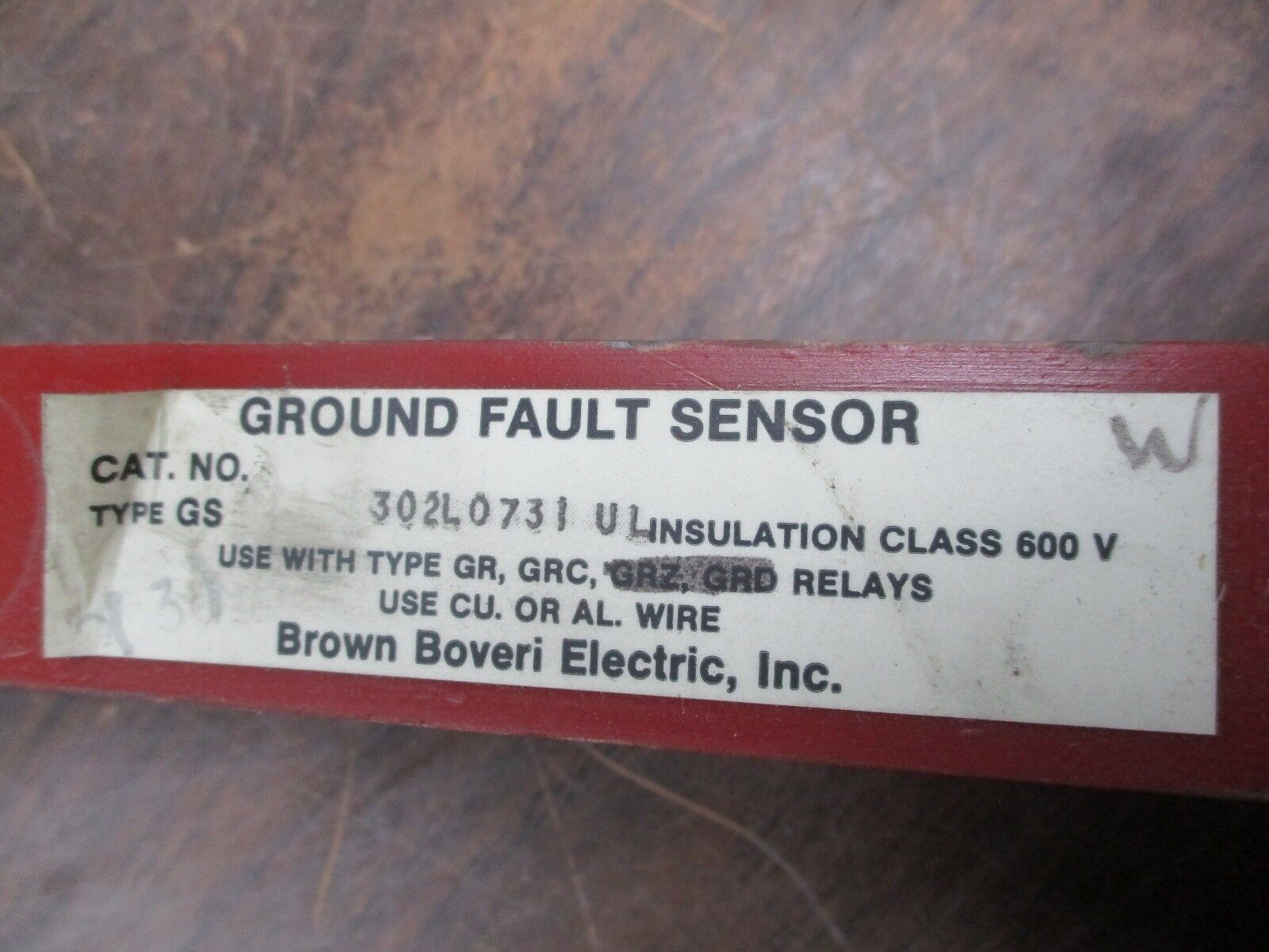 Brown Boveri Electric Type GS Ground Fault Sensor 302L0731UL 600V Used