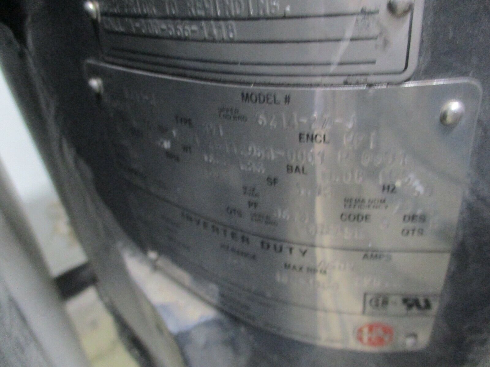 US Motors Vertical Mount AC Motor 250HP 1800RPM FR: 445YPA ENCL: WPI 3Ph Used