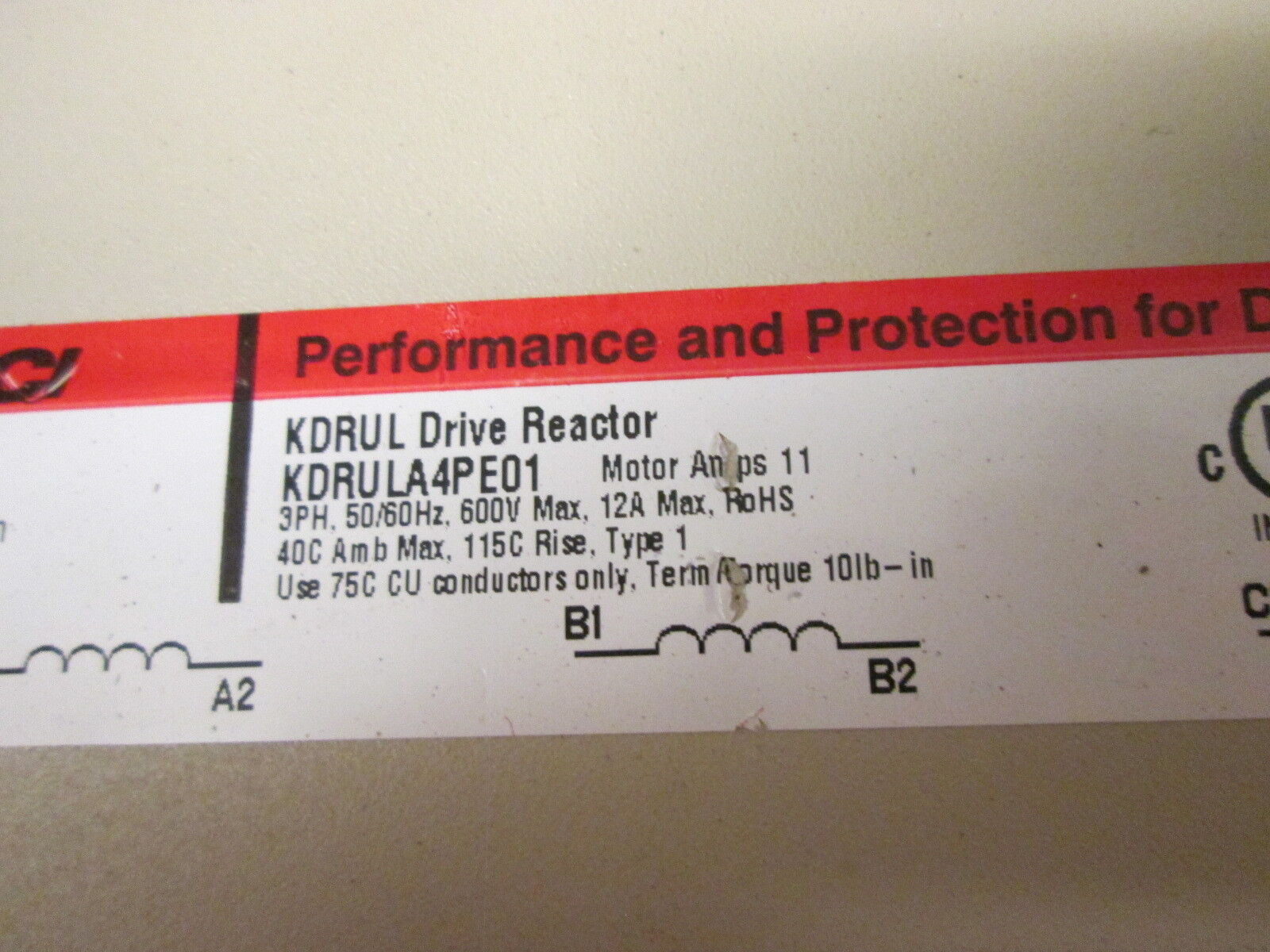 TCI KDRUL Drive Reactor KDRULA4PE01 Motor Amps: 11 3Ph 50/60Hz 600V 12A Used