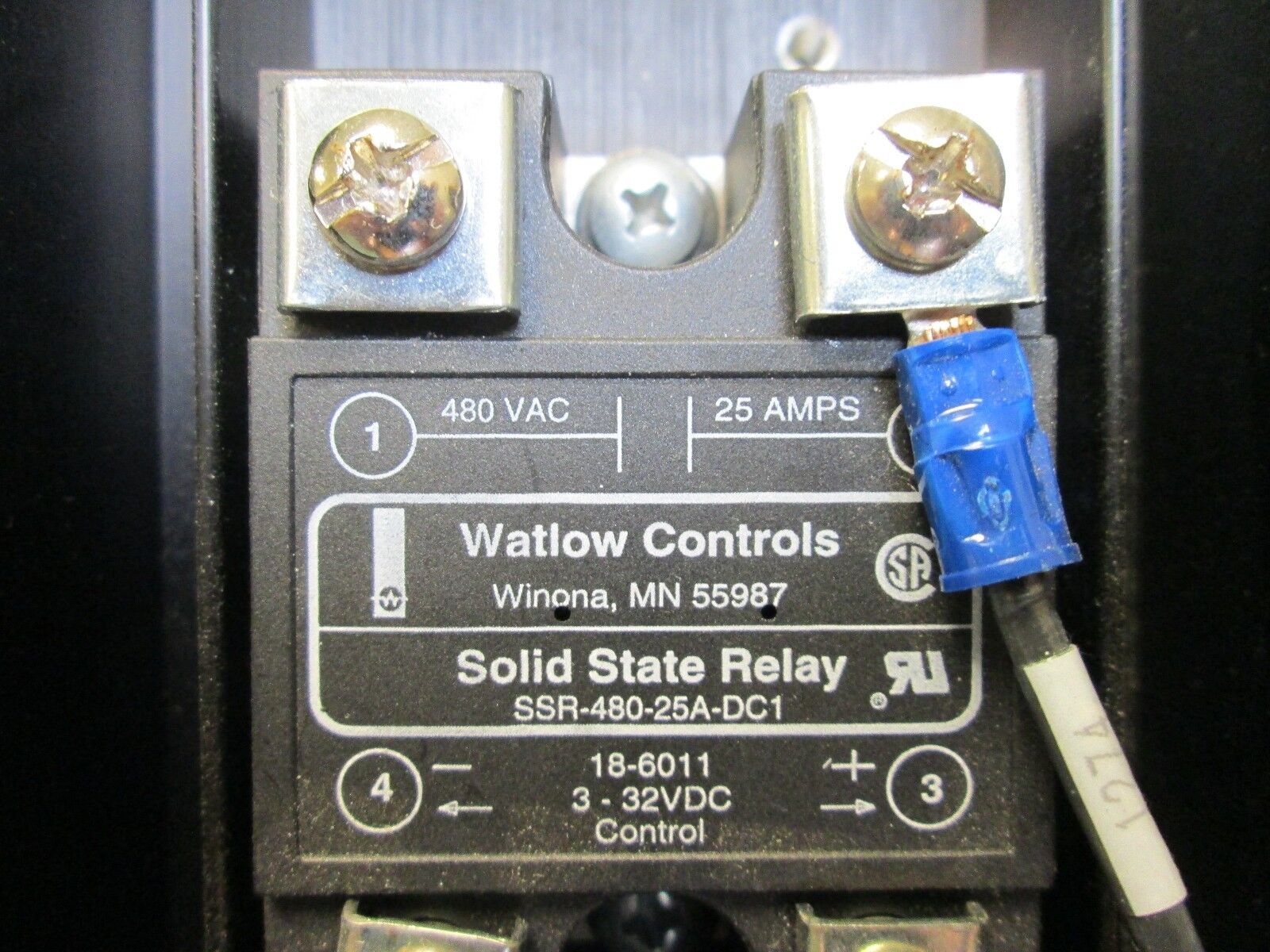 Watlow Controls Solid State Relay SSR-480-25A-DC1 480V 25A 3-32VDC Control Volts