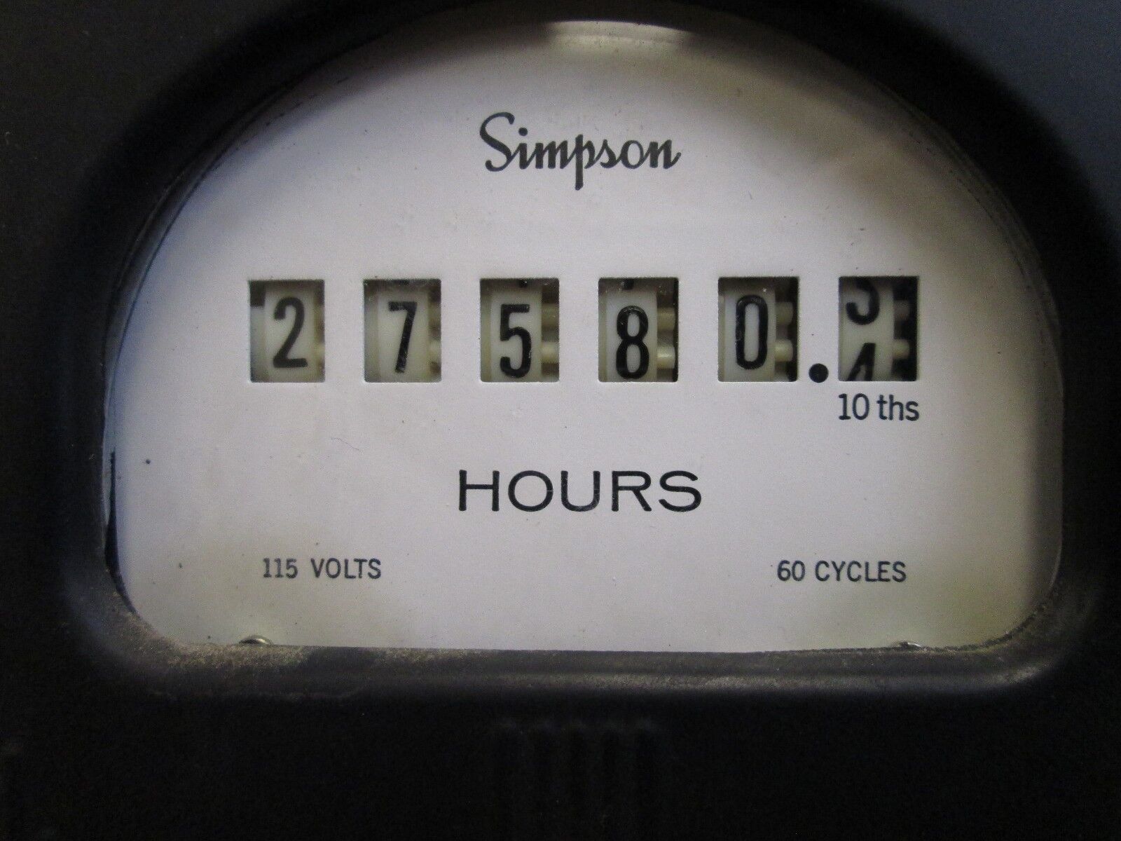 Simpson Electromechanical Hour Meter 115V 60Hz Used