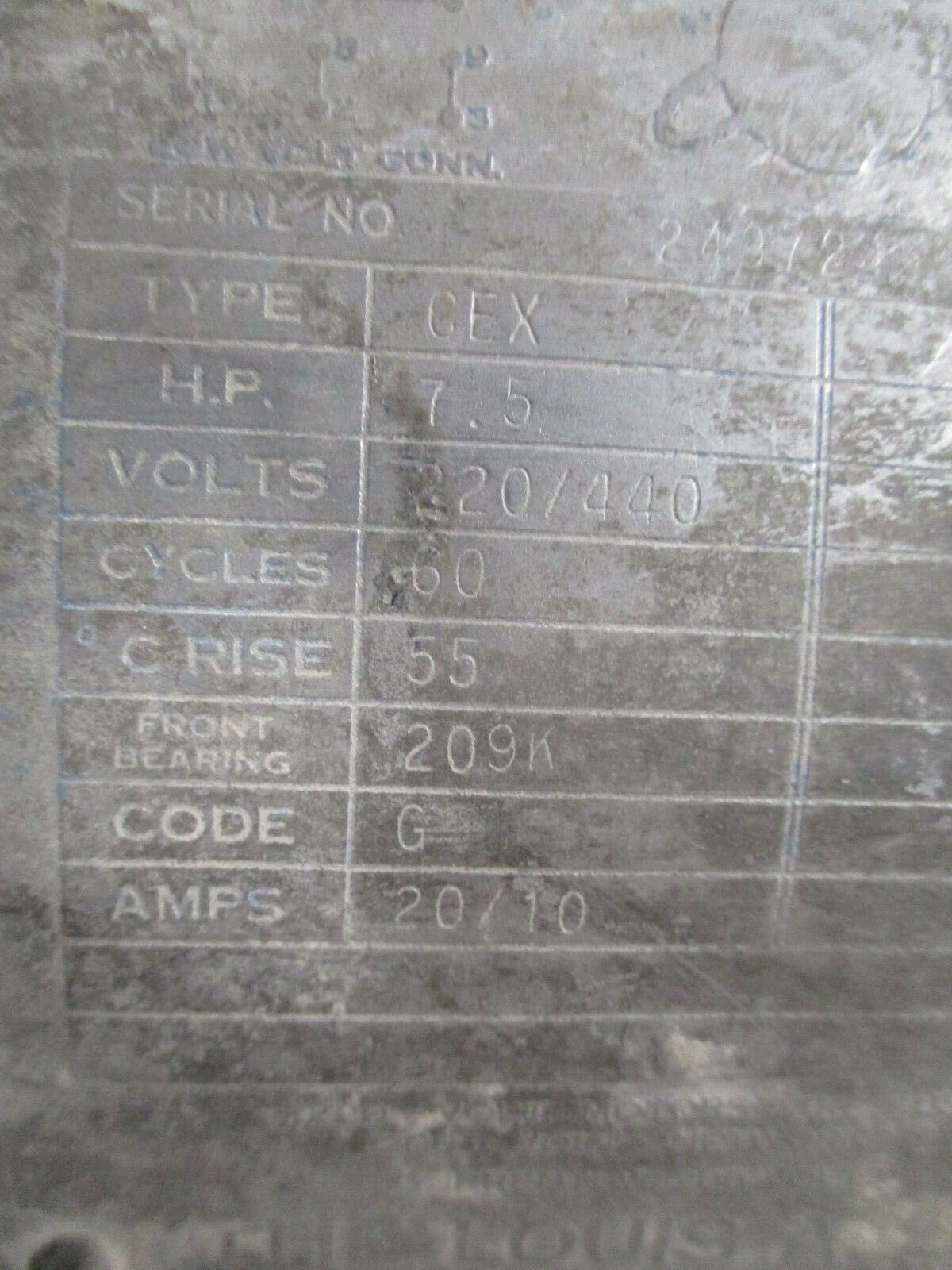 Louis-Allis Blower Package 7.5HP 1800RPM 220/440V 20/10A Used