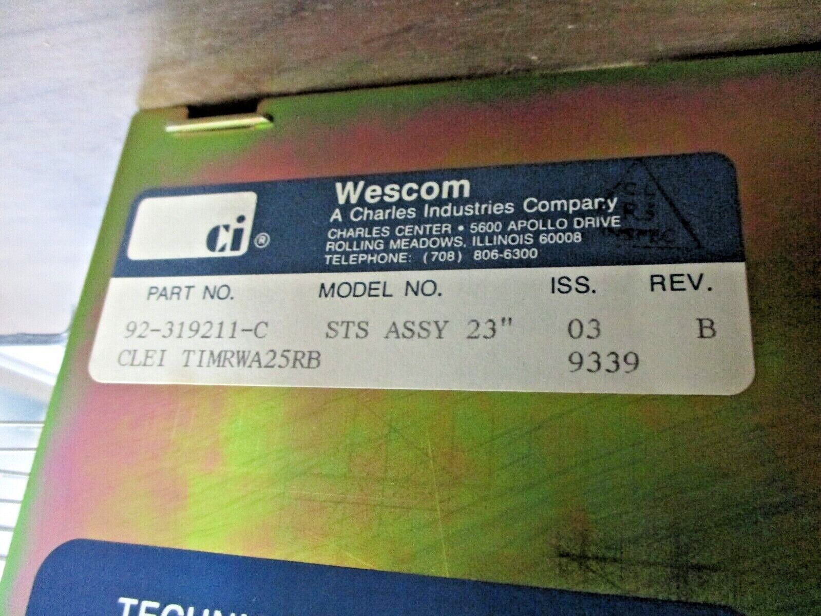 Wescom STS Assembly 92-319211-C Iss. 03 Rev. B 23" Used