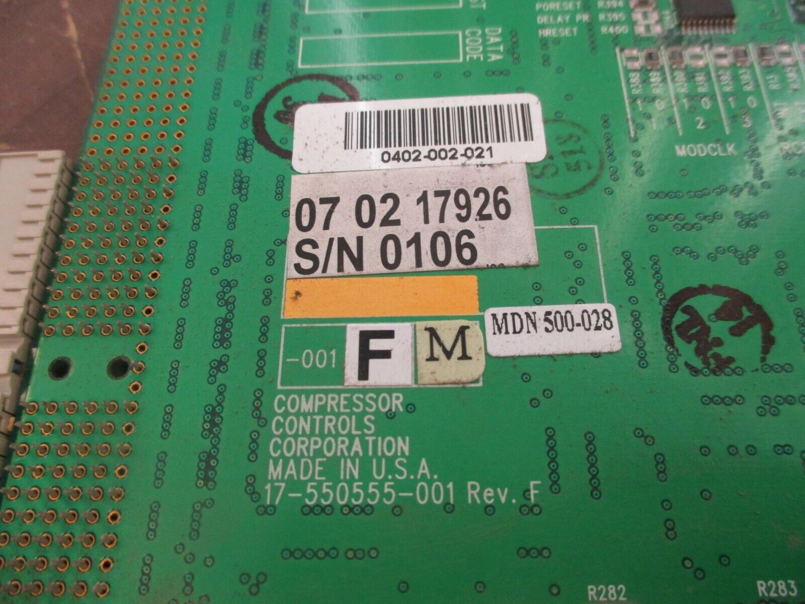 Compressor Controls Corp.  IOC-555 Simplex I/O Card  17-550555-001  Rev. F  Used