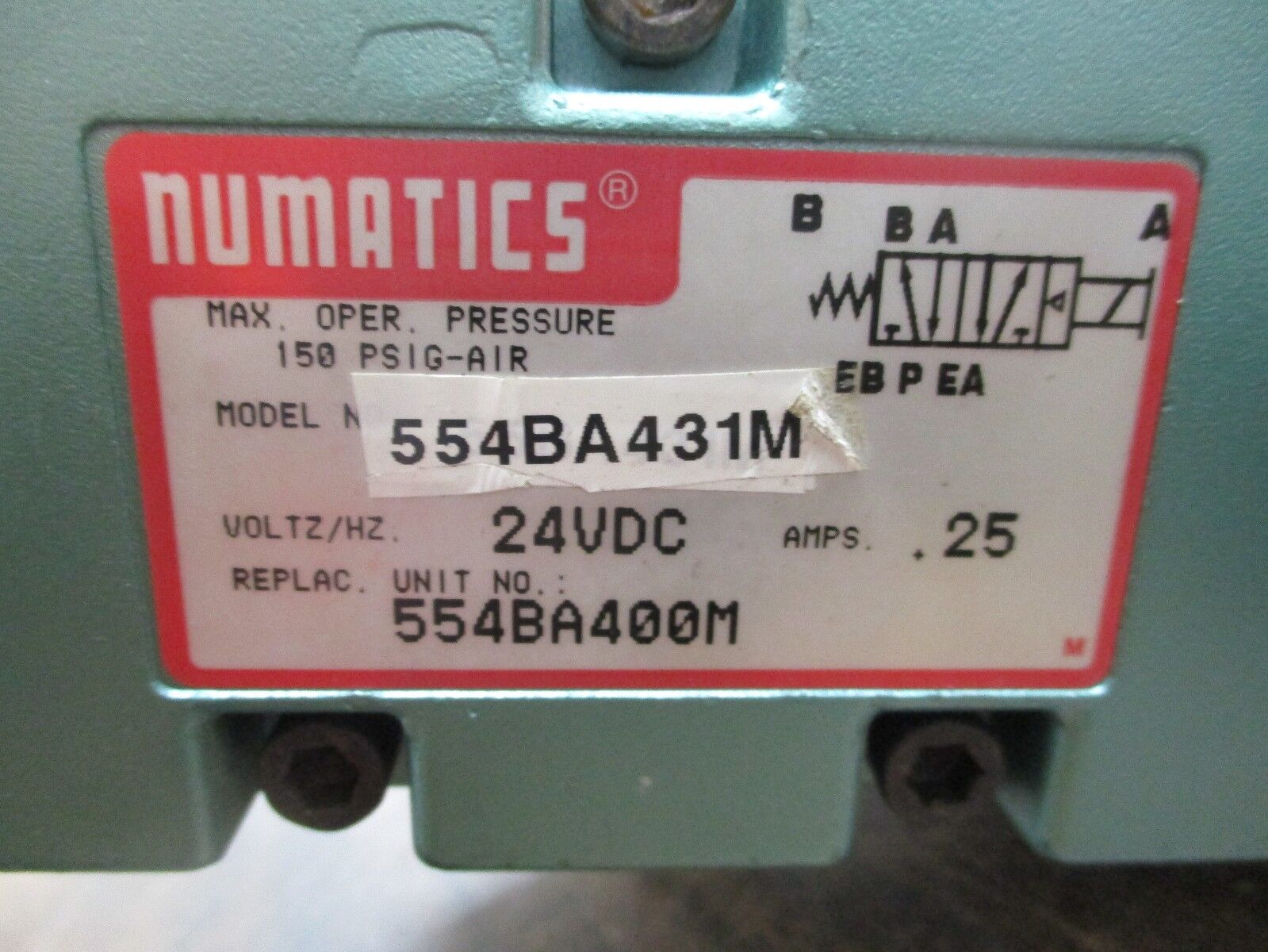 Numatics Solenoid Valve 554BA431M 24VDC 0.25A Used