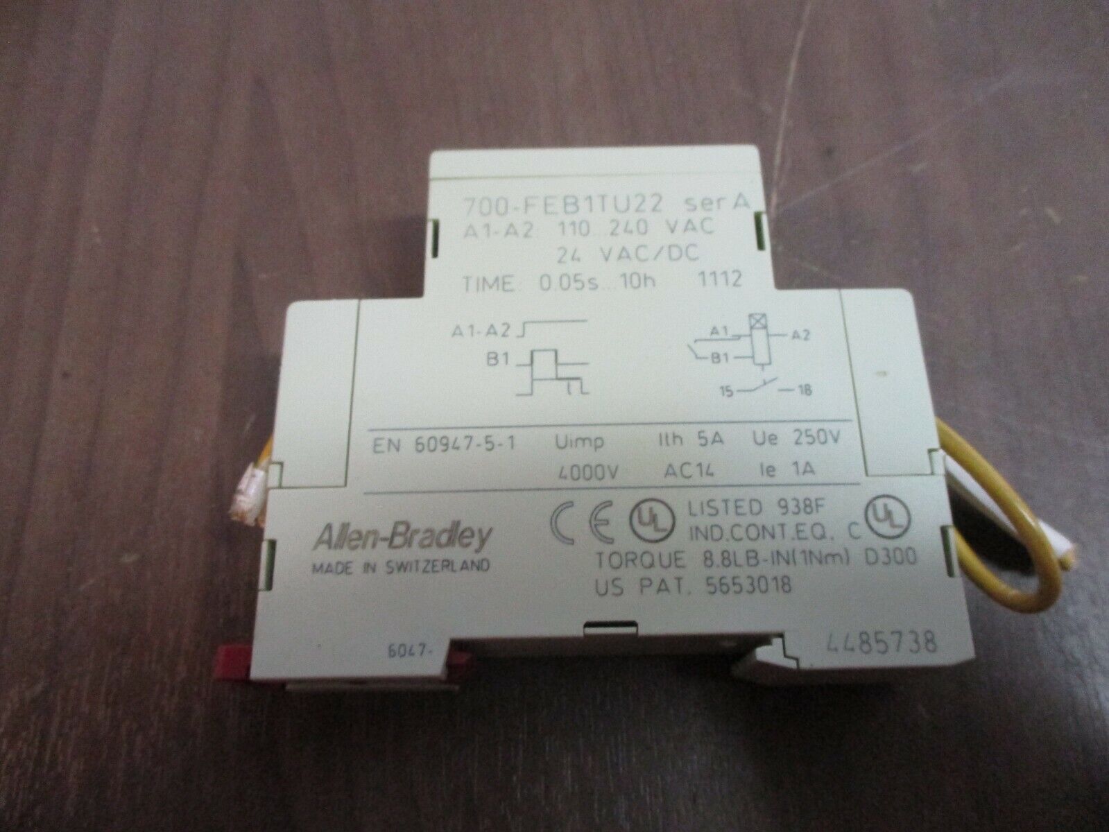 Allen-Bradley Timing Relay 700-FEB1TU22 Ser. A Range: 0.05s-10h 110-240VAC Used