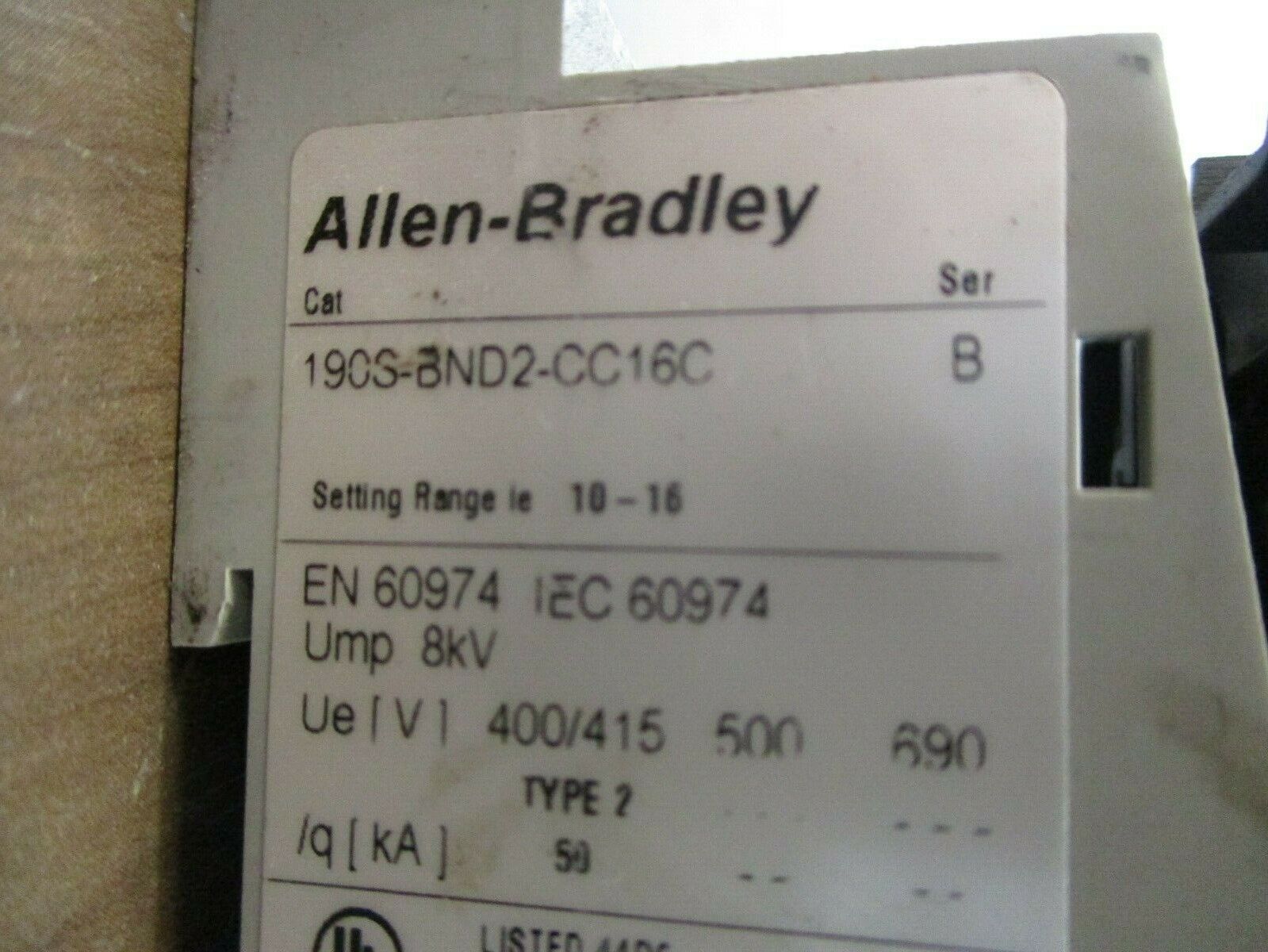 Allen-Bradley Compact Starter 190S-BND2-CC16C 120V Coil 25A 600V Trip: 10-16A