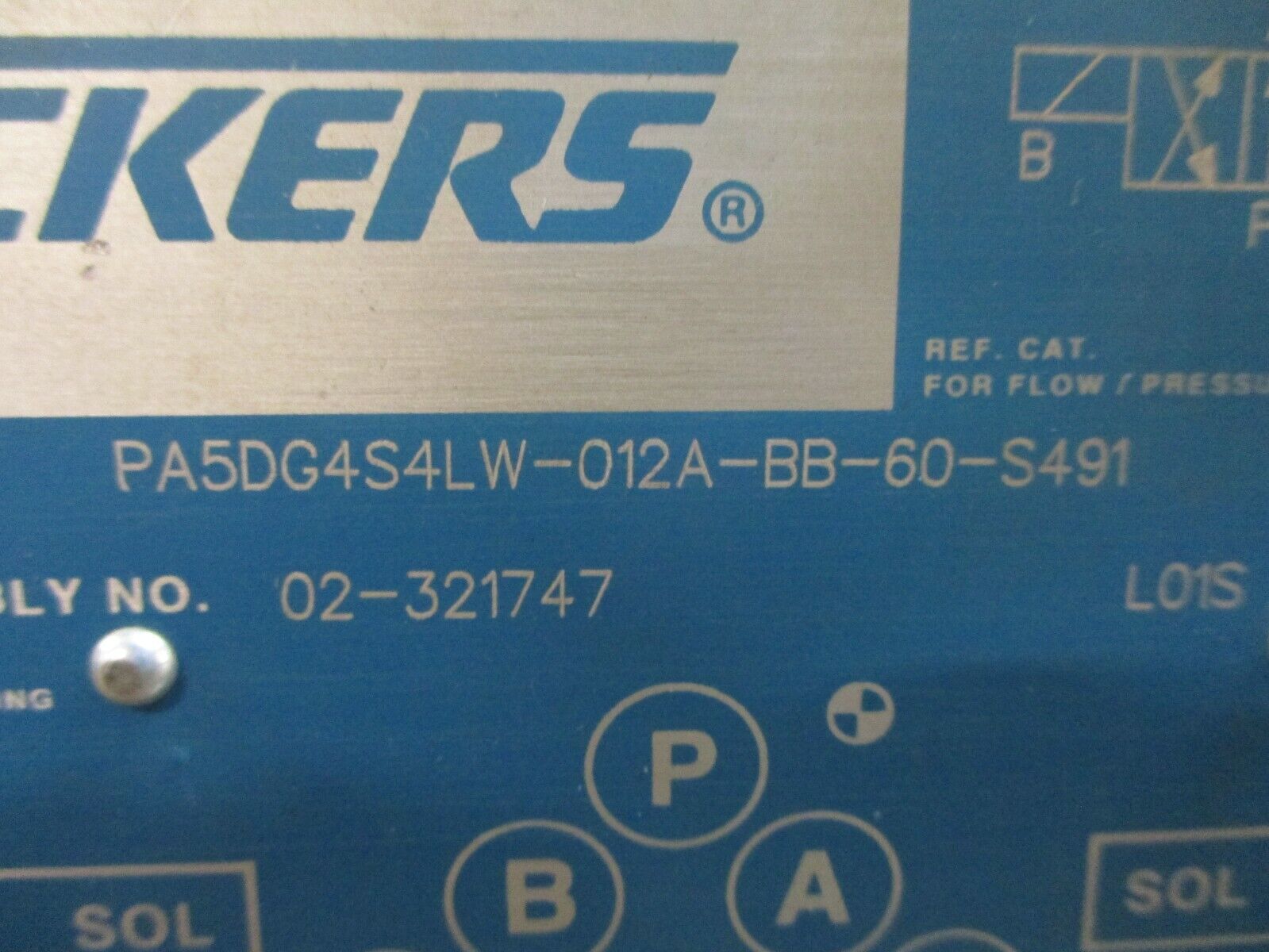 Vickers Directional Control Valve PA5DG4S4LW-012A-BB-60-S491 P, A, B: 3600PSI