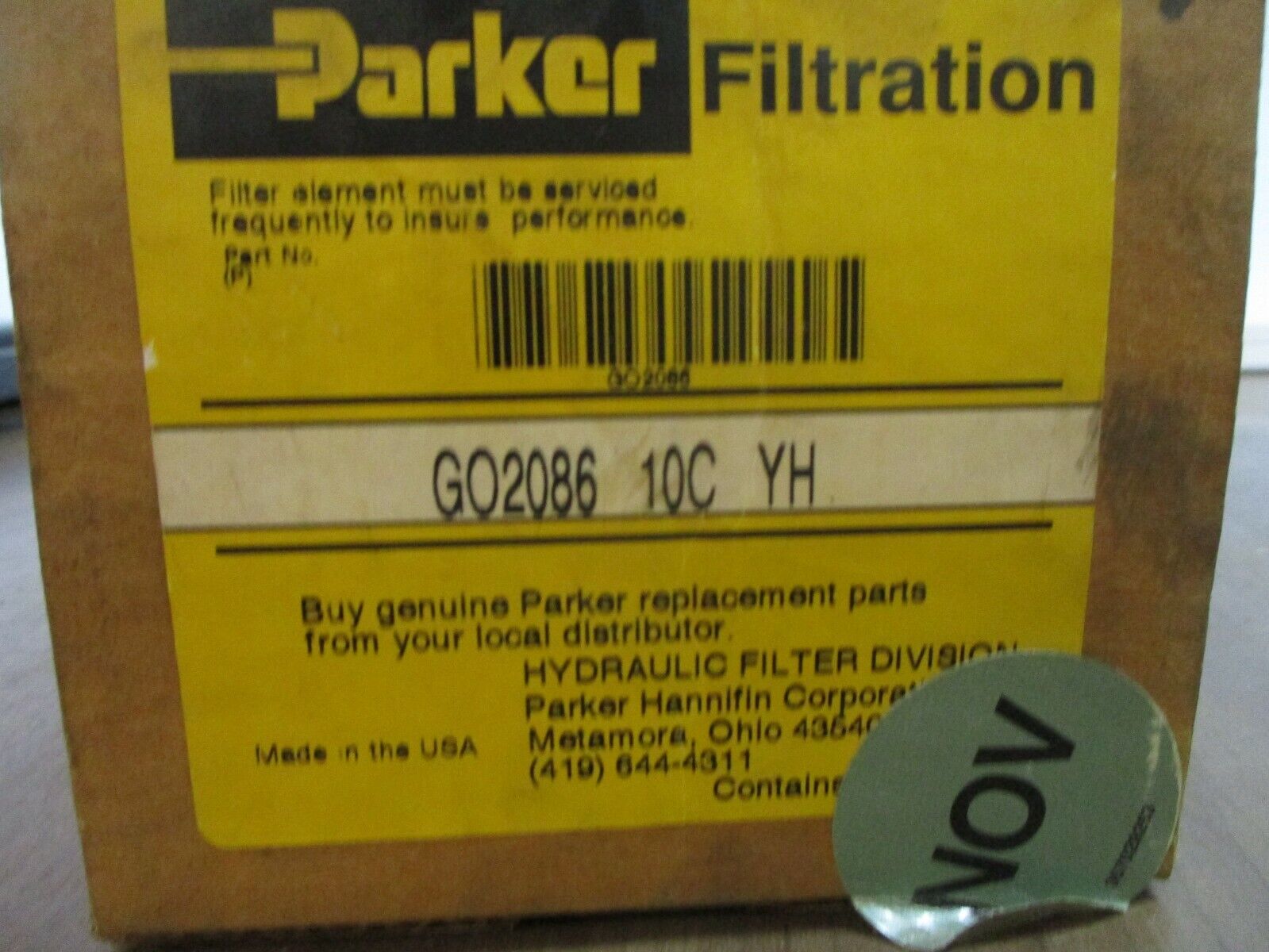 Parker Filter Element GO2086 10C YH New Surplus
