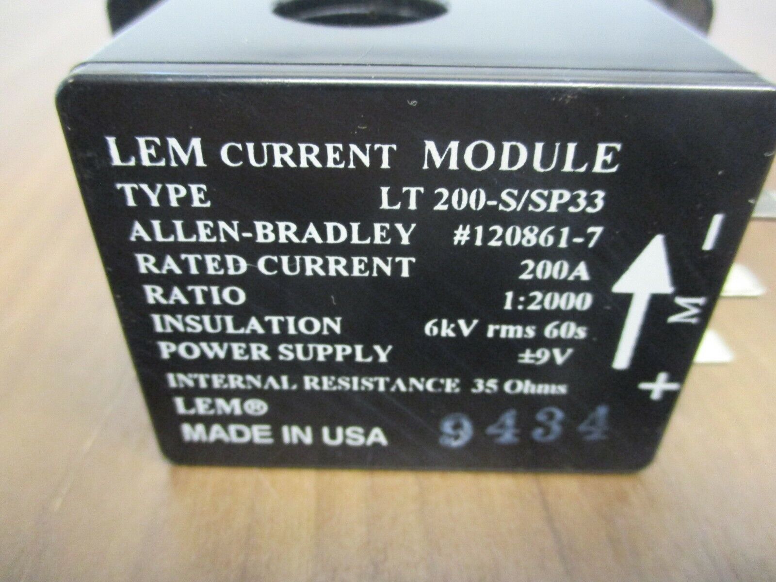LEM Current Module LT 200-S/SP33 Ratio 1:2000 9V 35ohms Used