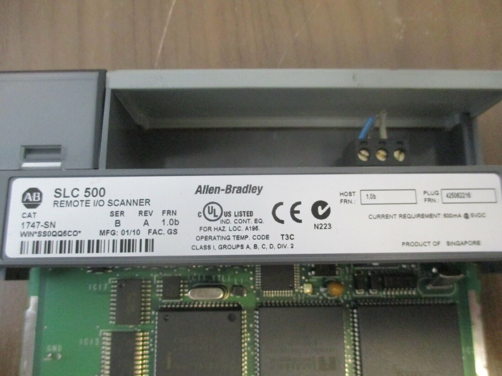 Allen-Bradley SLC500 Remote I/O Scanner 1747-SN Ser. B Rev. A FRN: 1.0b Used