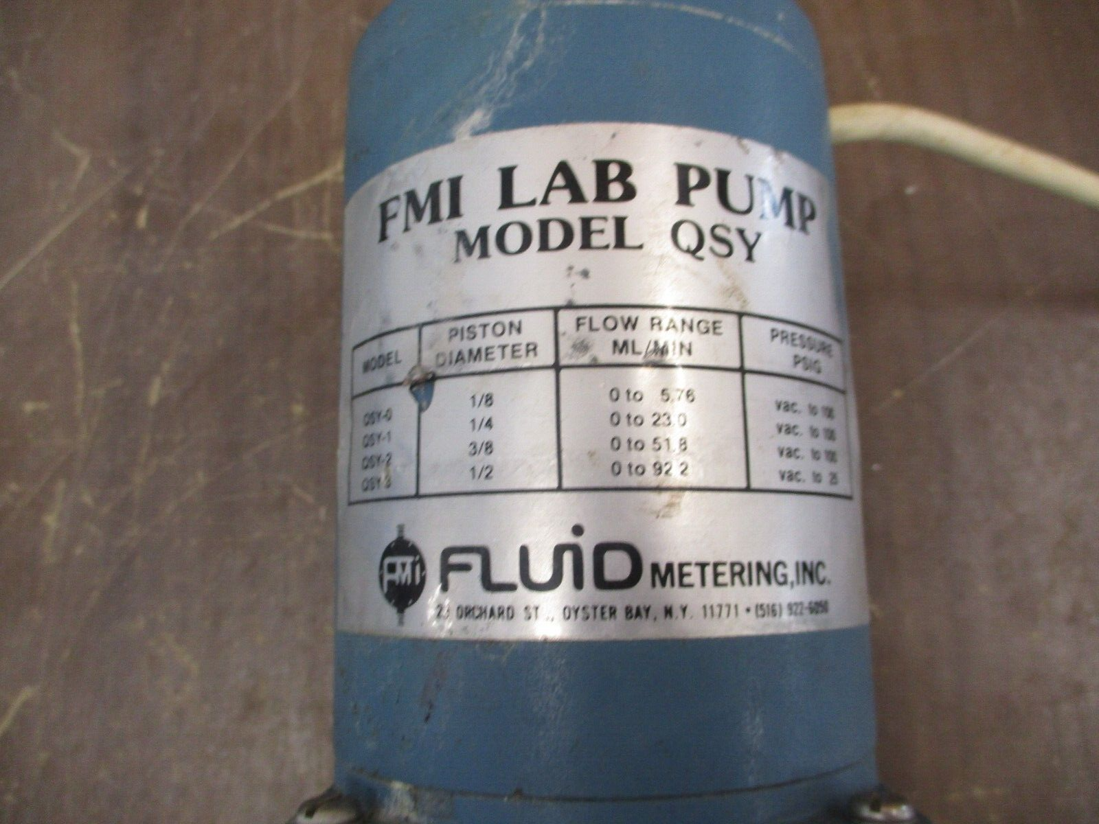 FMI Lab Pump QSY 120V 0.3A 50/60Hz 72 RPM Used