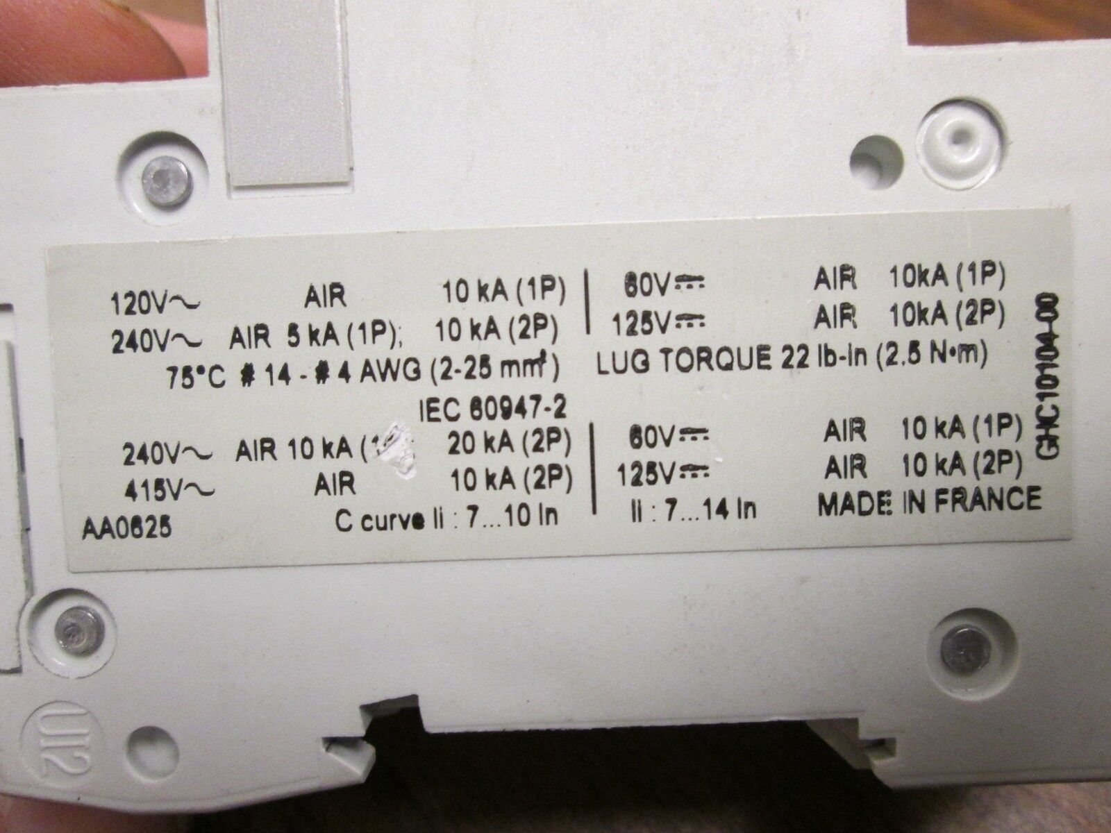 Merlin Gerin Circuit Breaker 60144 10A 240V 2P Used