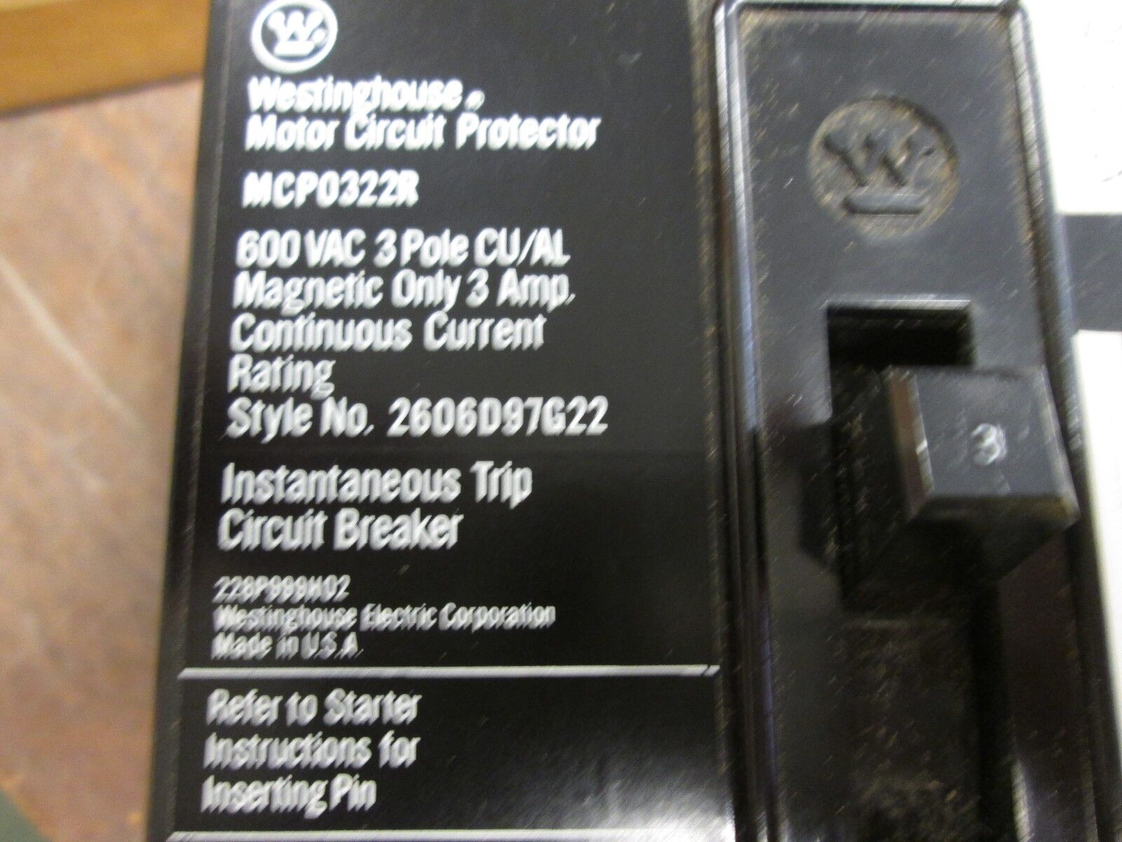 Westinghouse Circuit Breaker MCP0322R 100A 600V 3P New Surplus
