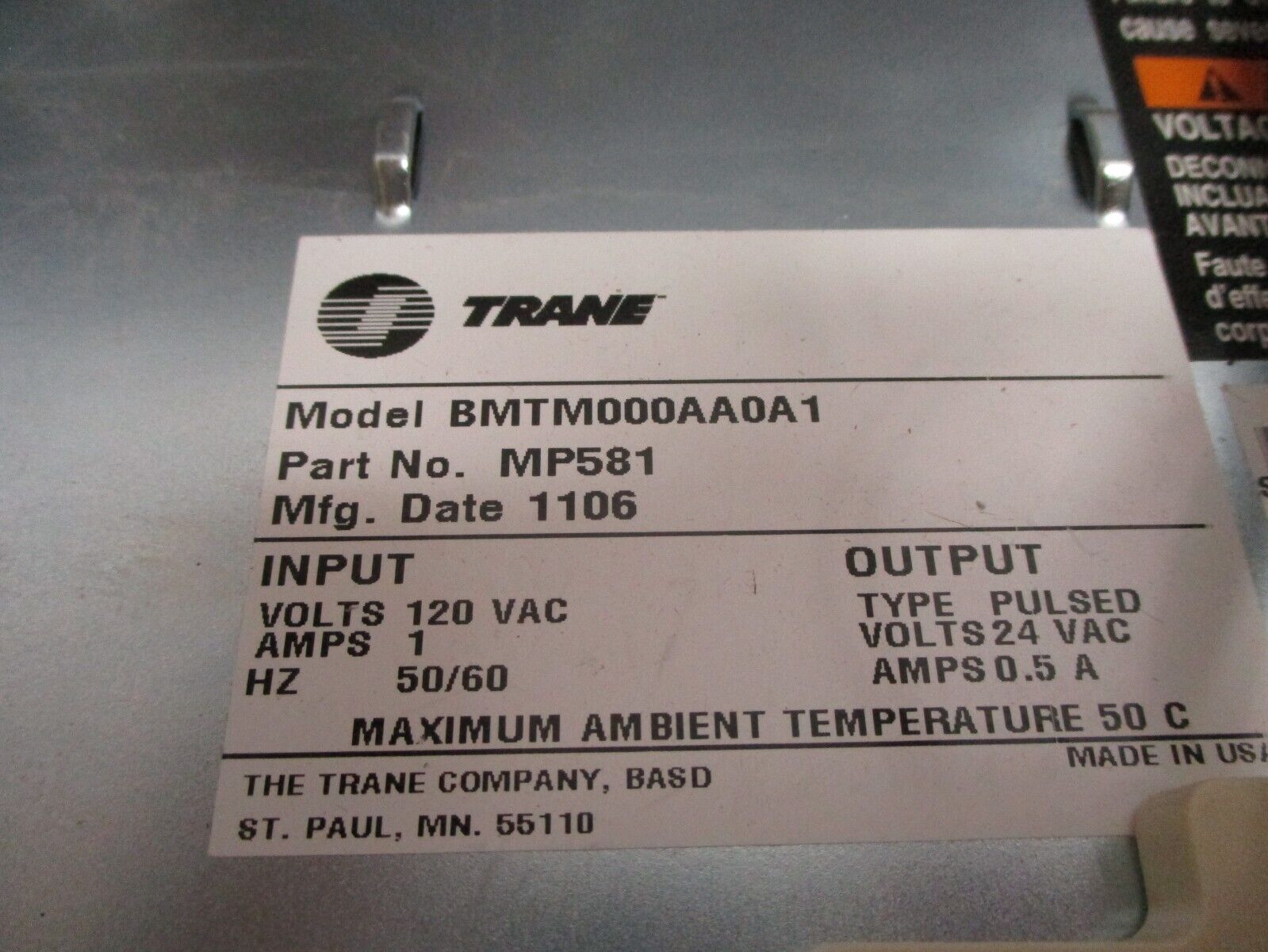 Trane Programming Tracer MP581 Controller BMTM000AA0A1 Used