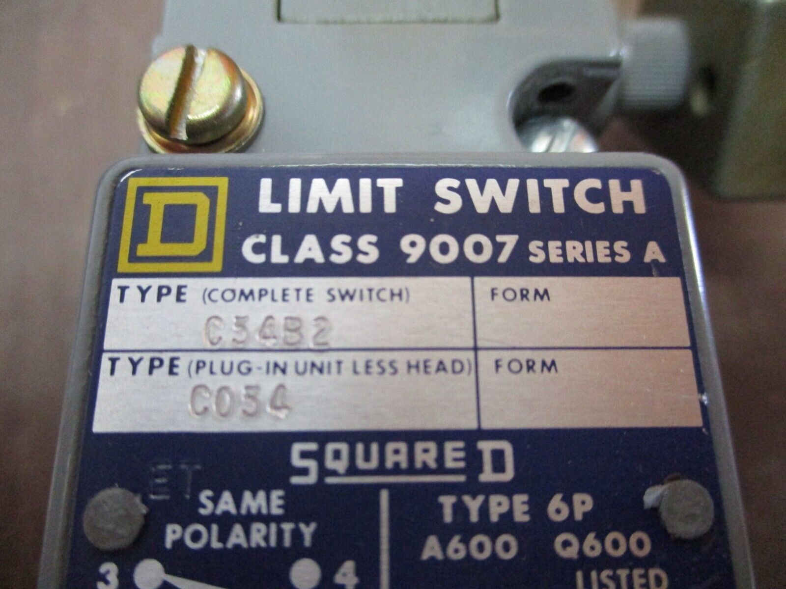 Square D Limit Switch 9007 C54B2 Ser. A Type 6P Used