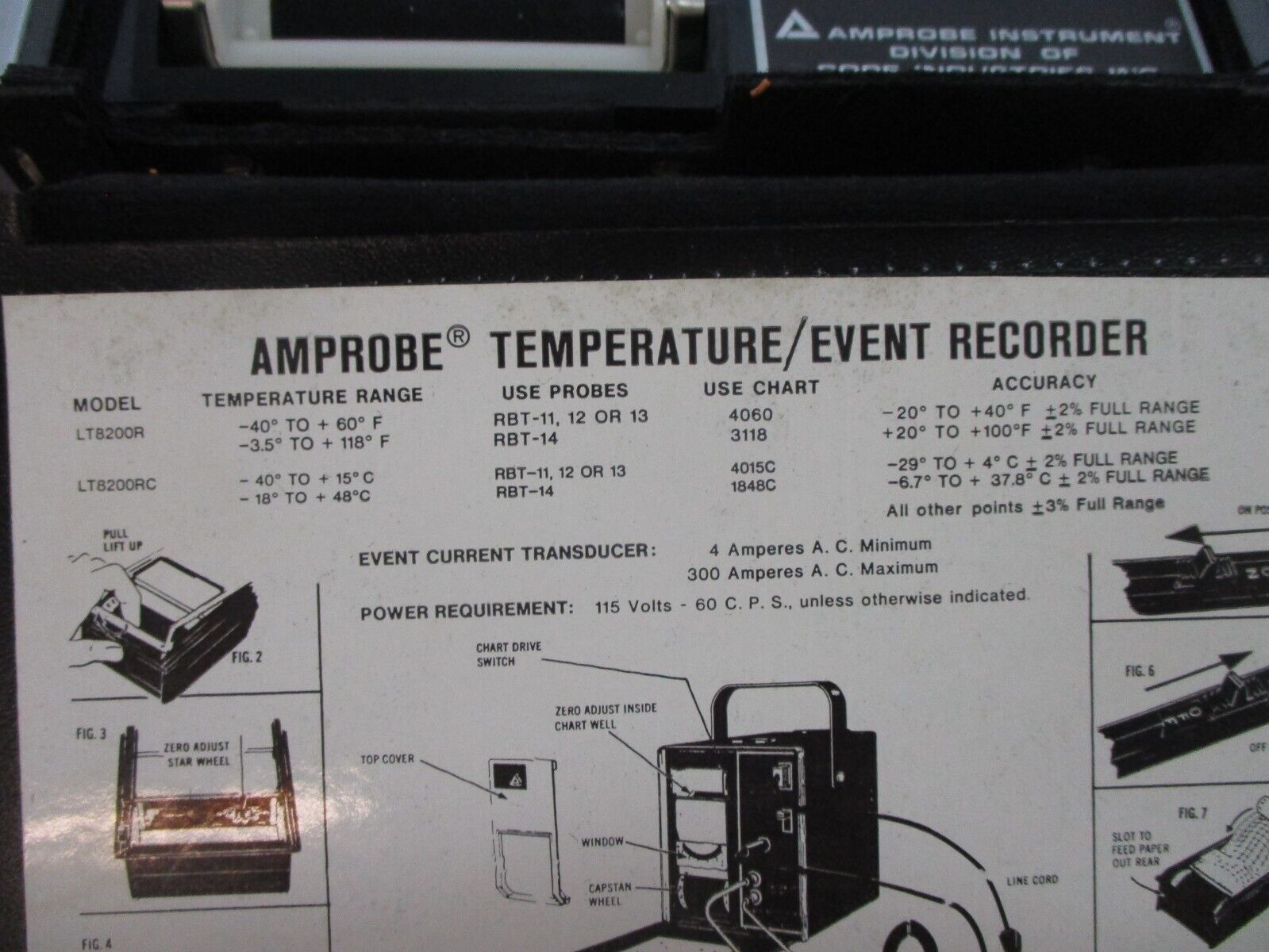 Amprobe Temperature / Event Recorder LT8200R Range: -40-+60°F -3.5-+118°F 115V