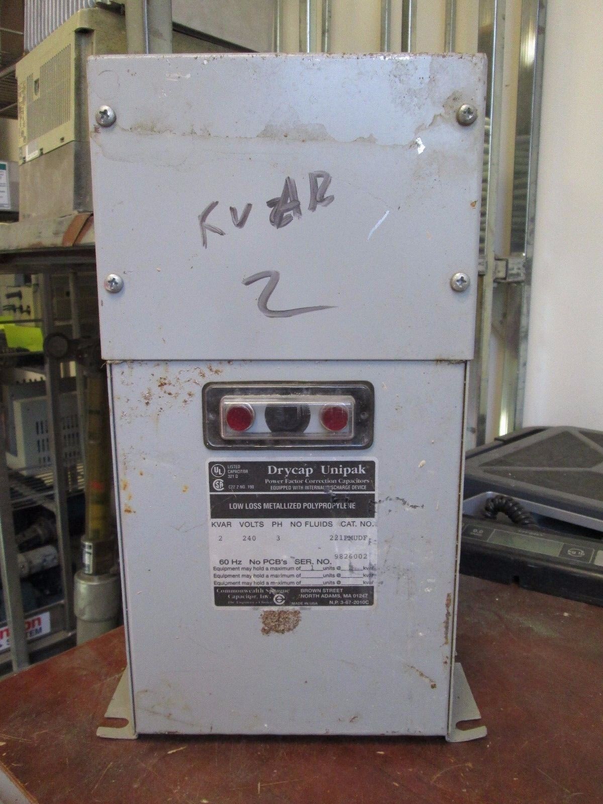 Drycap Unipak Power Factor Correction Capacitor 221PMUDF 2 KVAR 240V 3Ph 60Hz