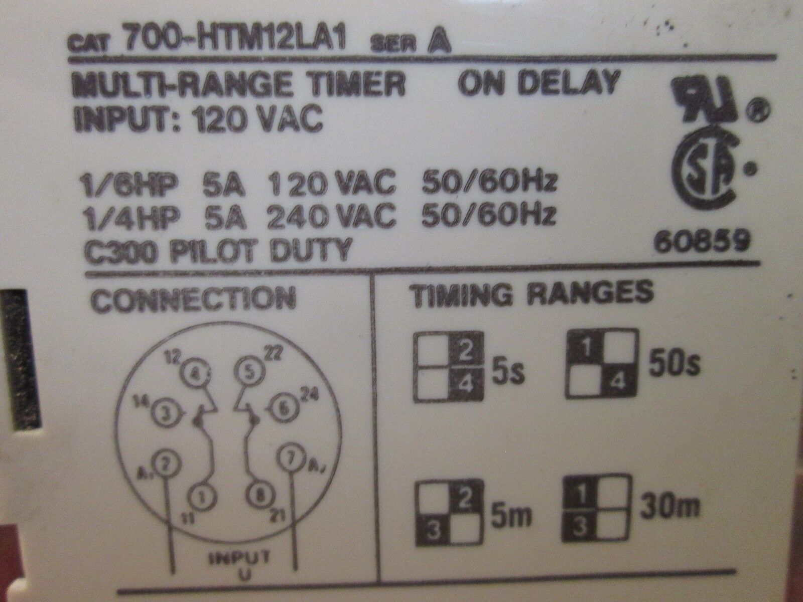 Allen-Bradley Multi-Range Timer 700-HTM12LA1 120V Input Used