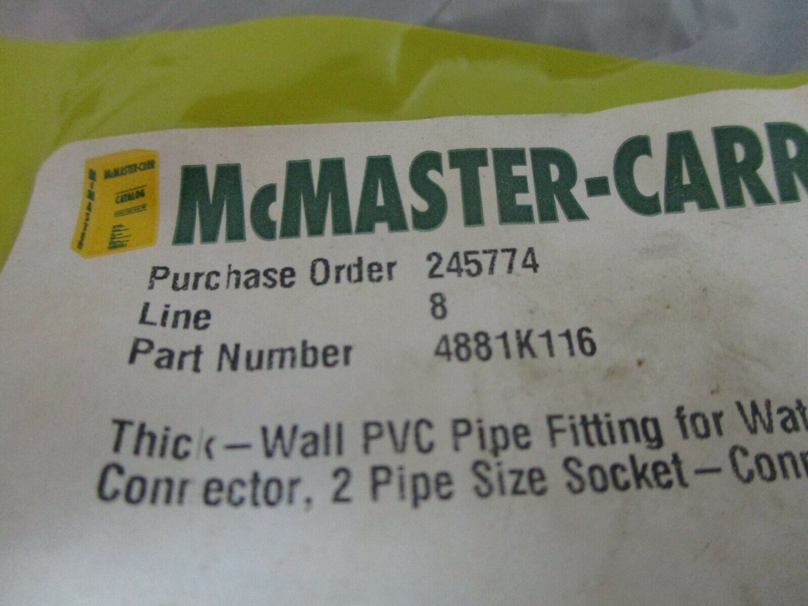 McMaster-Carr PVC Tee Pipe Fitting 4881K116 Pipe Size: 2 *Lot of 3* New Surplus