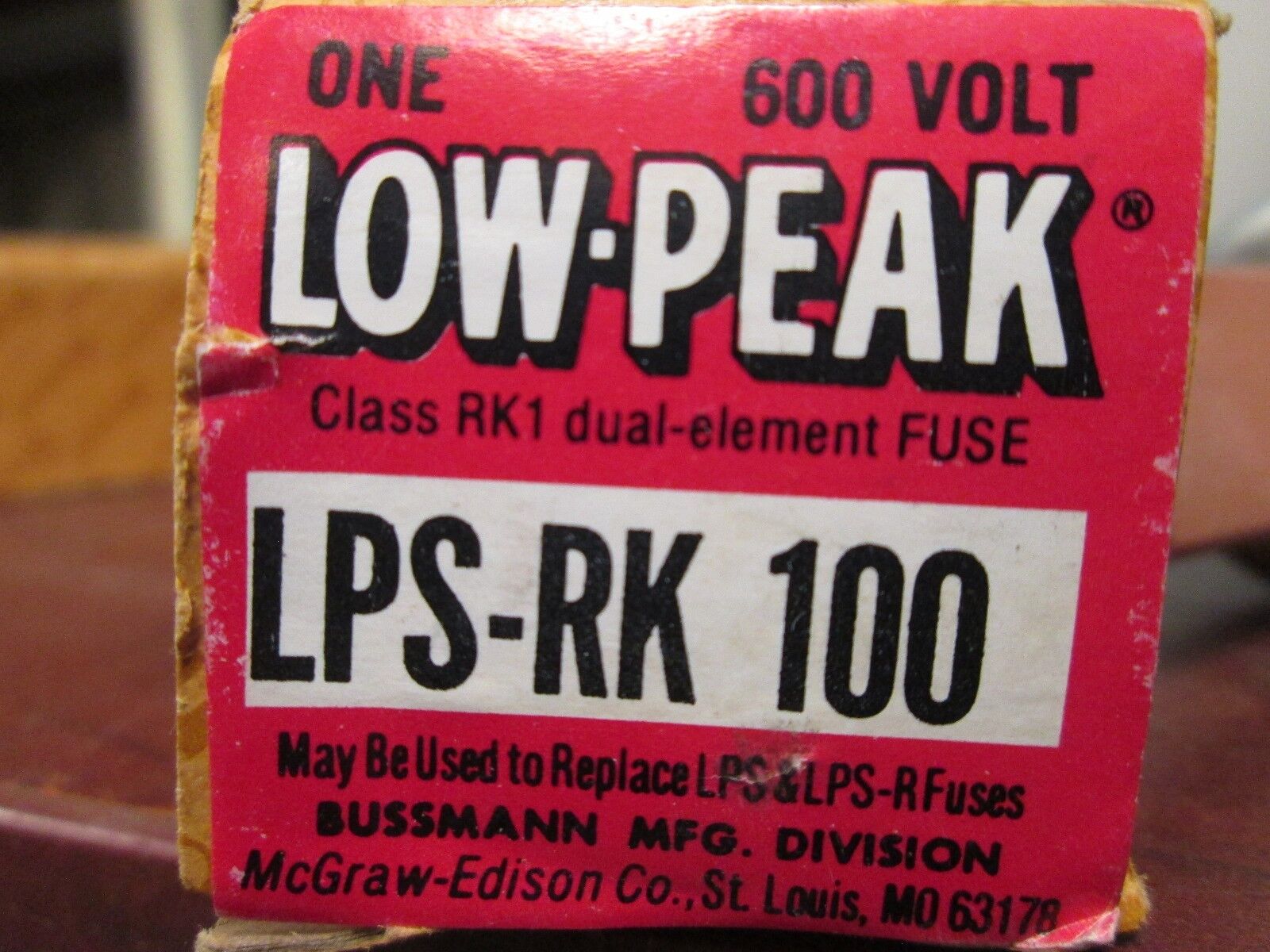 Buss Low-Peak Fuse LPS-RK 100 600V 100A New Surplus